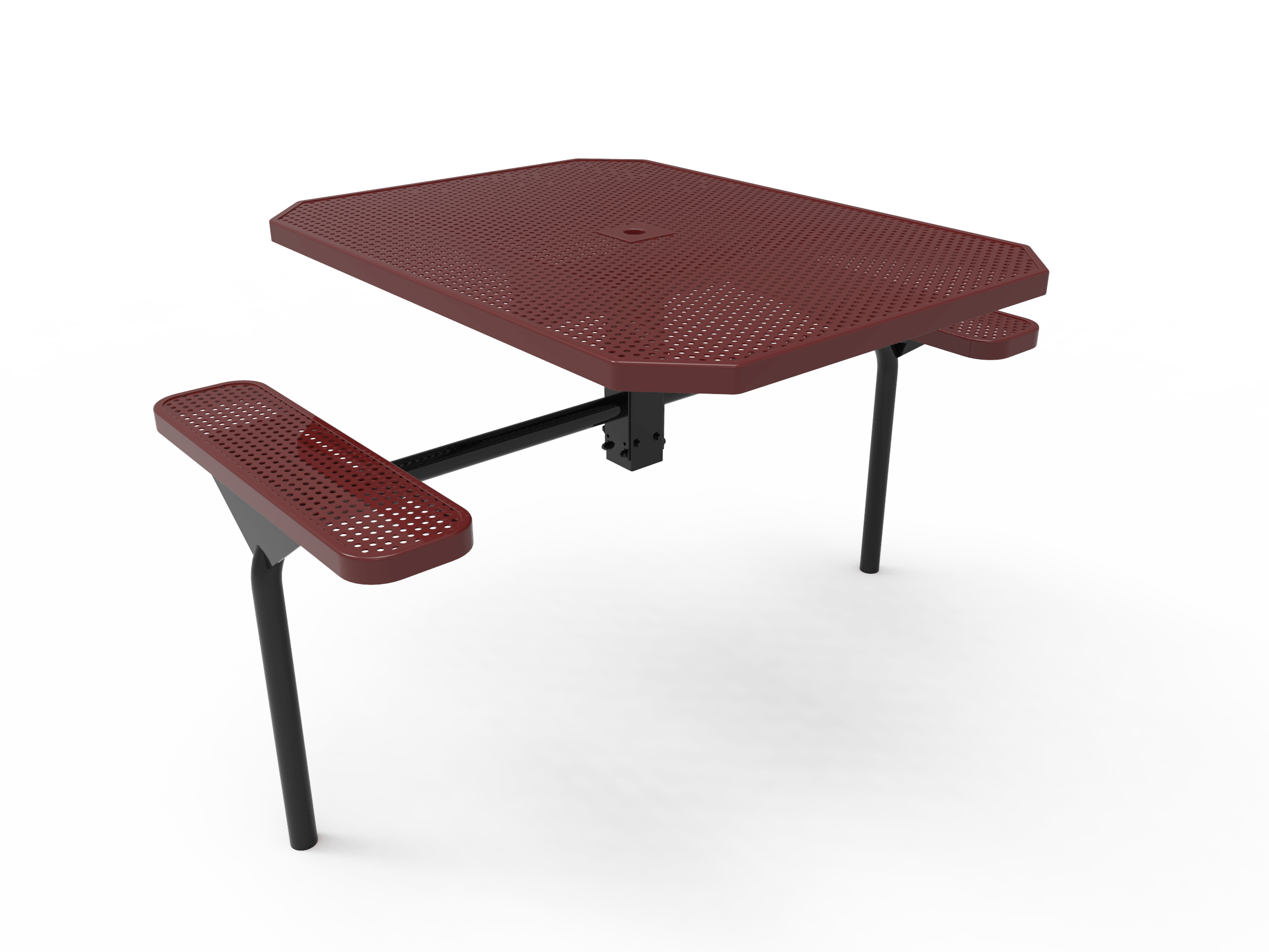 Burgundy MyTCoat Nexus Octagon Picnic Table 2 Seat Accessible Inground Mount Studio Image