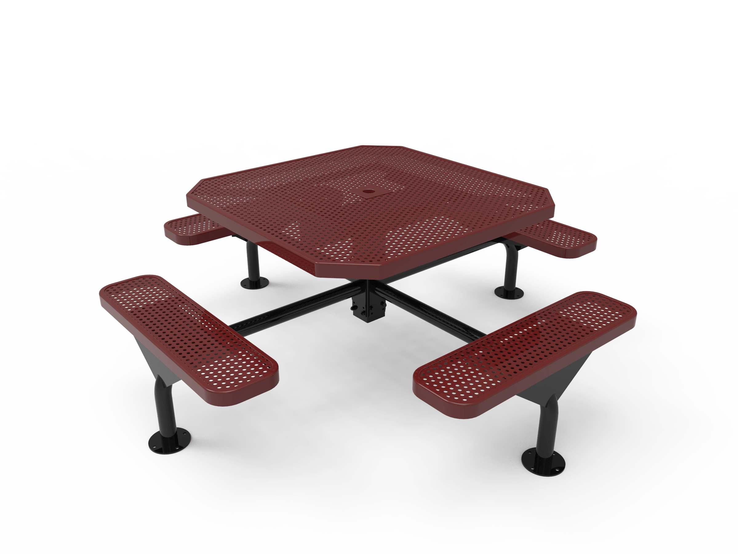 Burgundy MyTCoat Nexus Octagon Picnic Table 4 Seat Surface Mount Studio Image