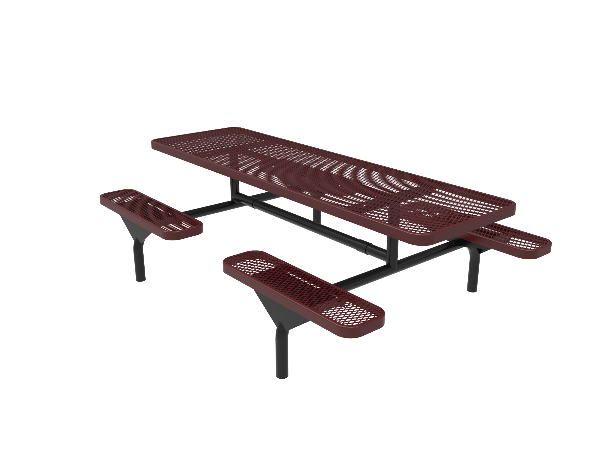 Burgundy MyTCoat Nexus Rectangular Picnic Table Inground Mount Studio Image