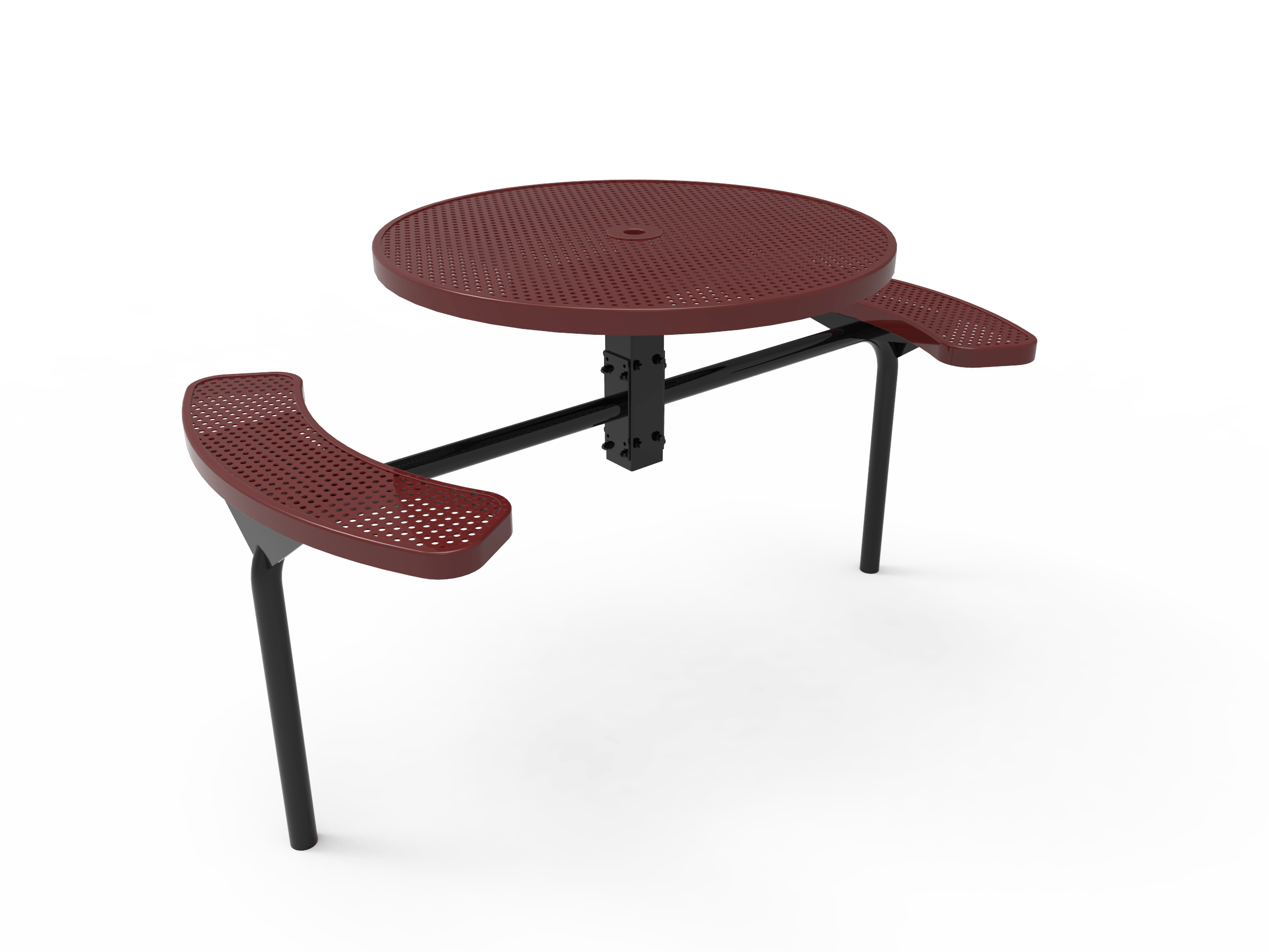 Burgundy MyTCoat Nexus Round Picnic Table 2 Seat Accessible Inground Mount Studio Image