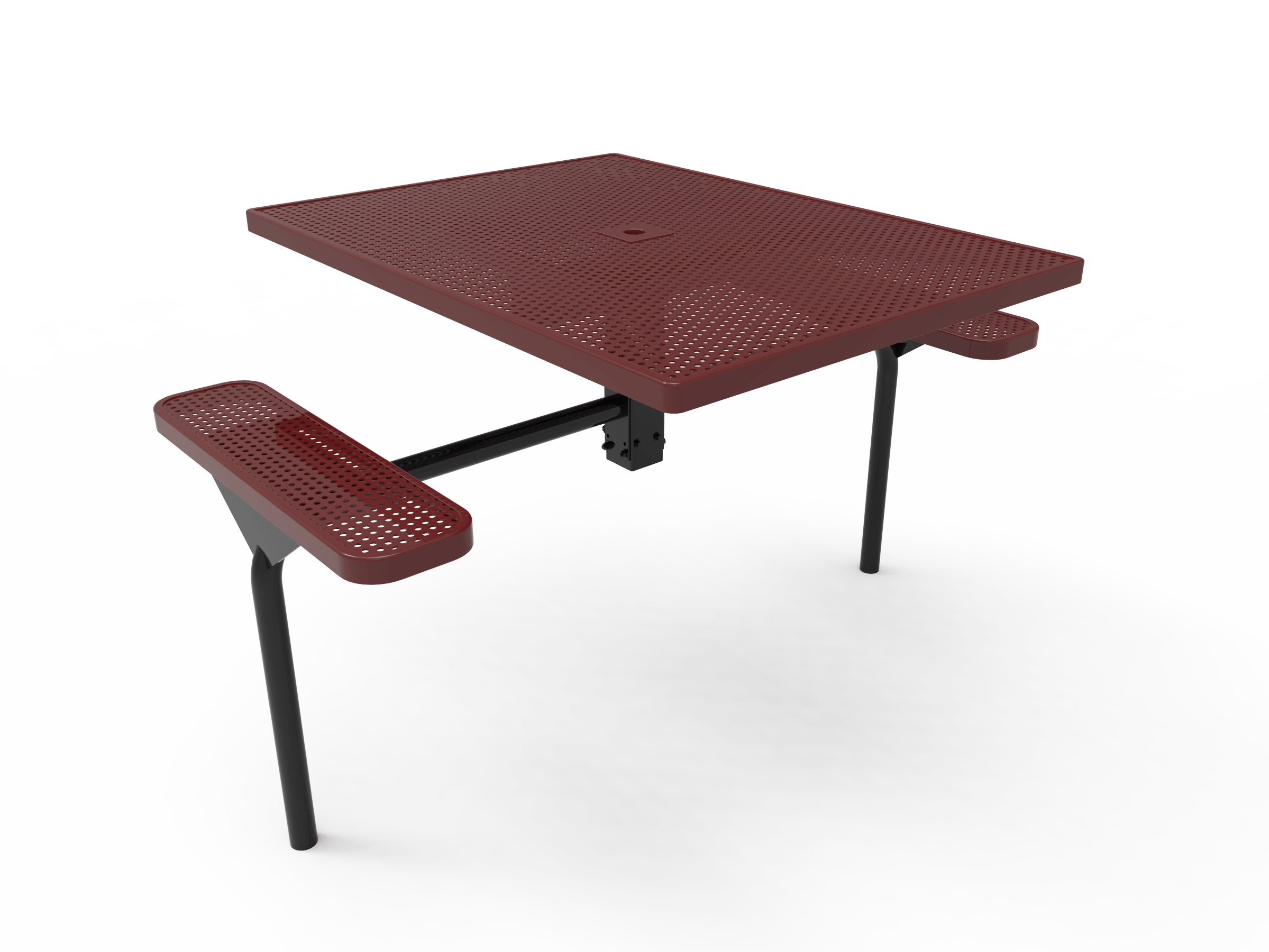 Burgundy MyTCoat Nexus Square Picnic Table 2 Seat Accessible Inground Mount Studio Image