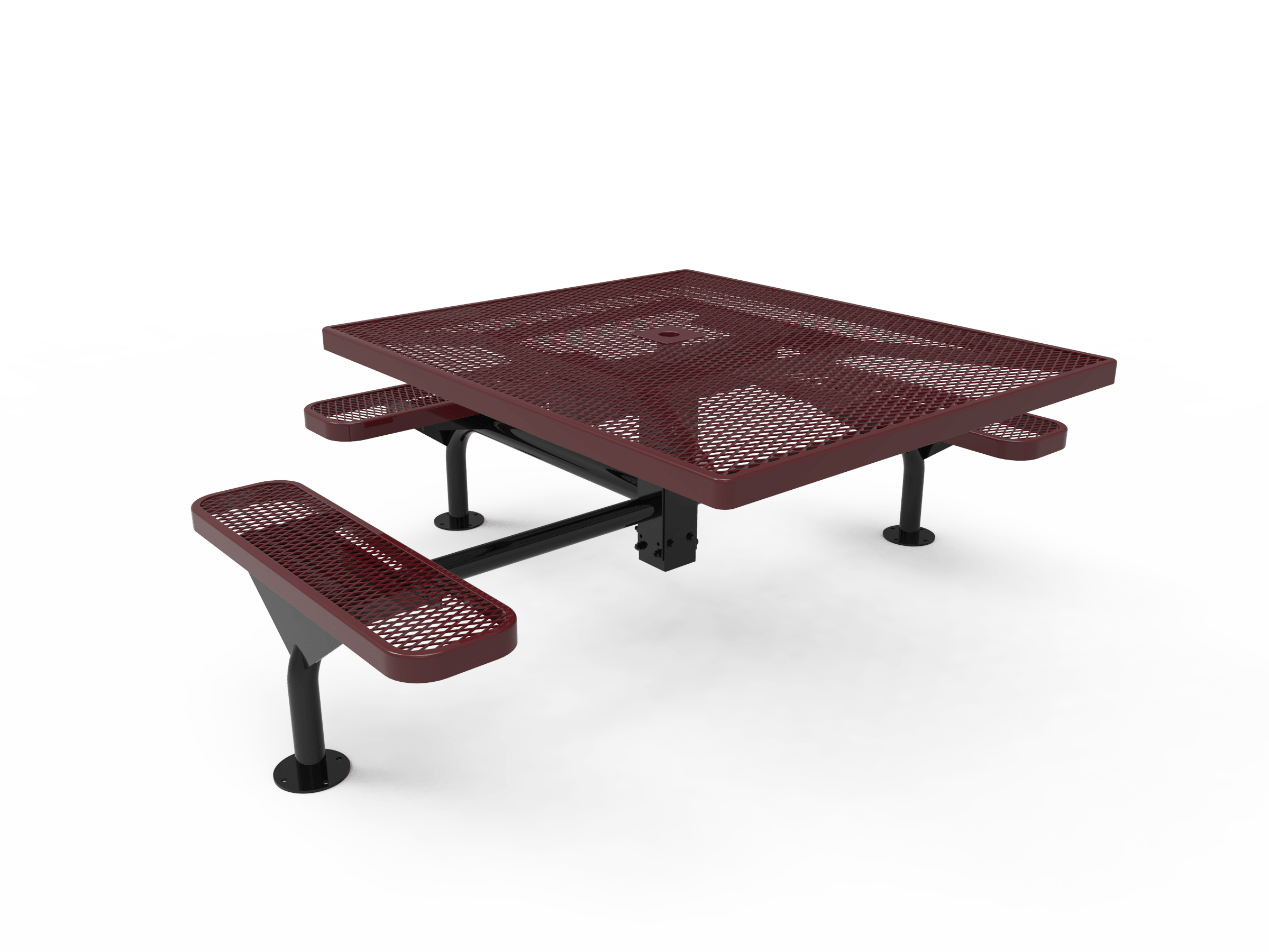 Burgundy MyTCoat Nexus Square Picnic Table 3 Seat Accessible Surface Mount Studio Image