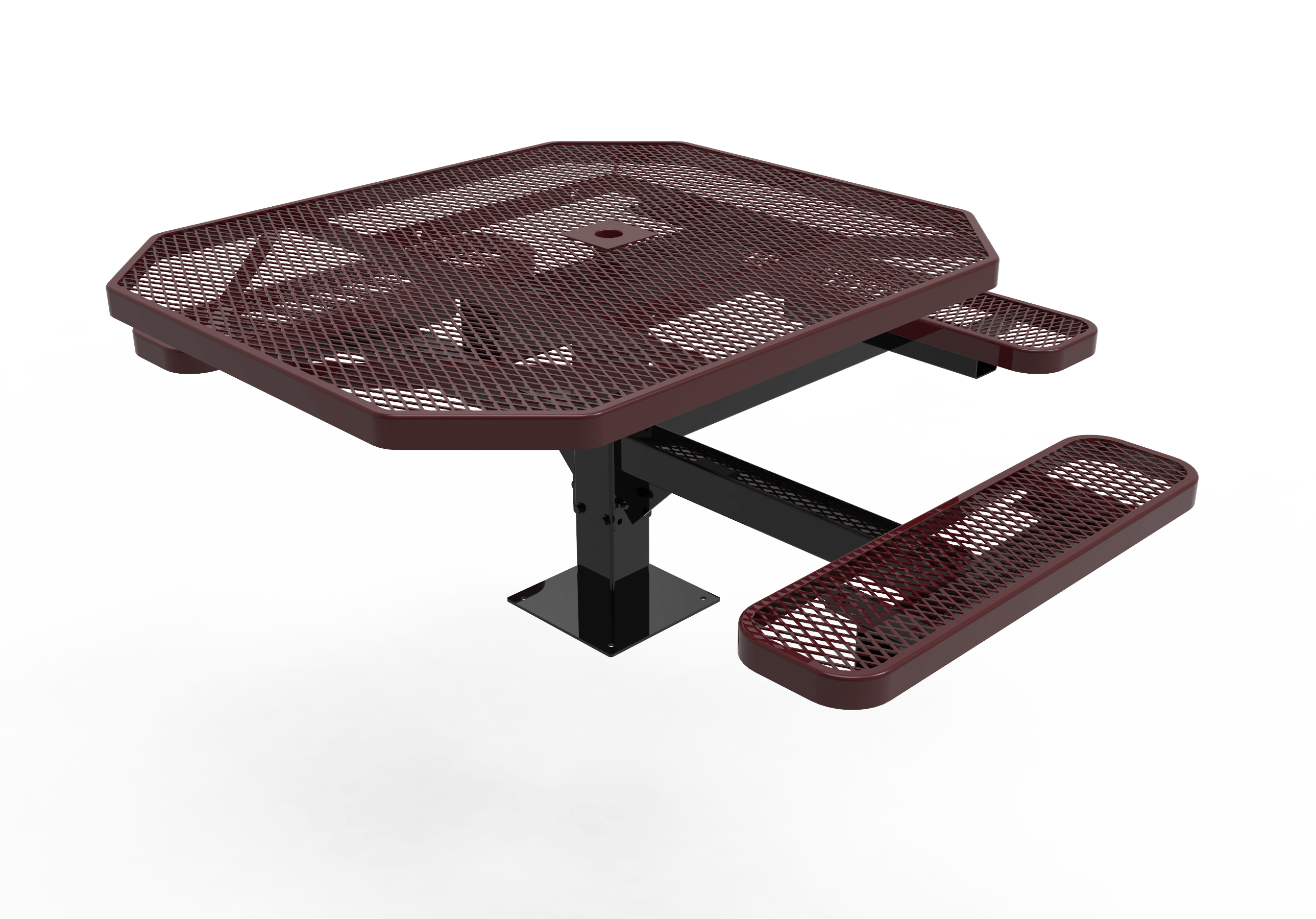 Burgundy MyTCoat Octagon Pedestal Table 3 Seat Surface Mount Studio Image