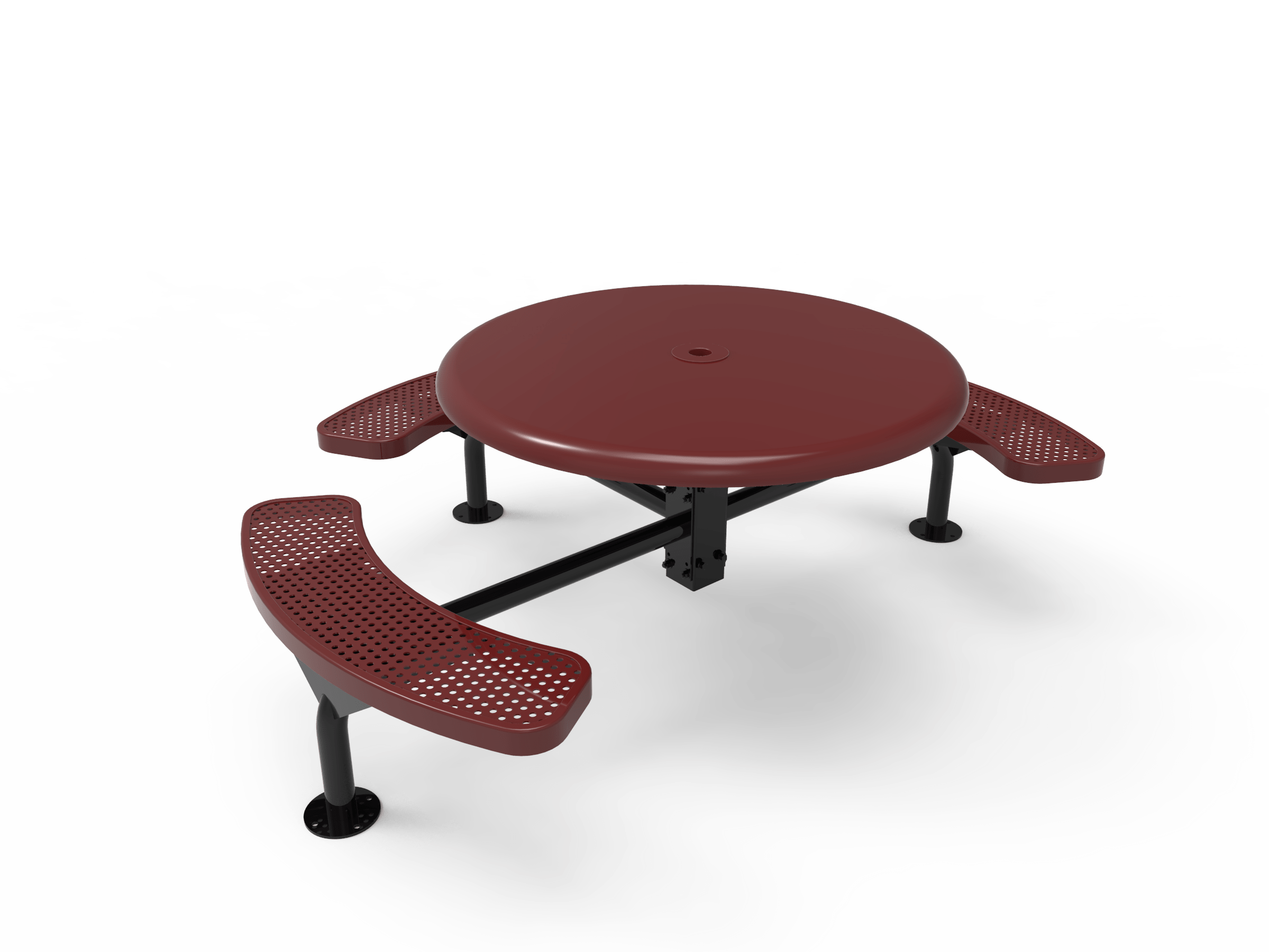 Burgundy MyTCoat Solid Top Nexus Picnic Table 3 Seat Accesible Surface Mount Studio Image