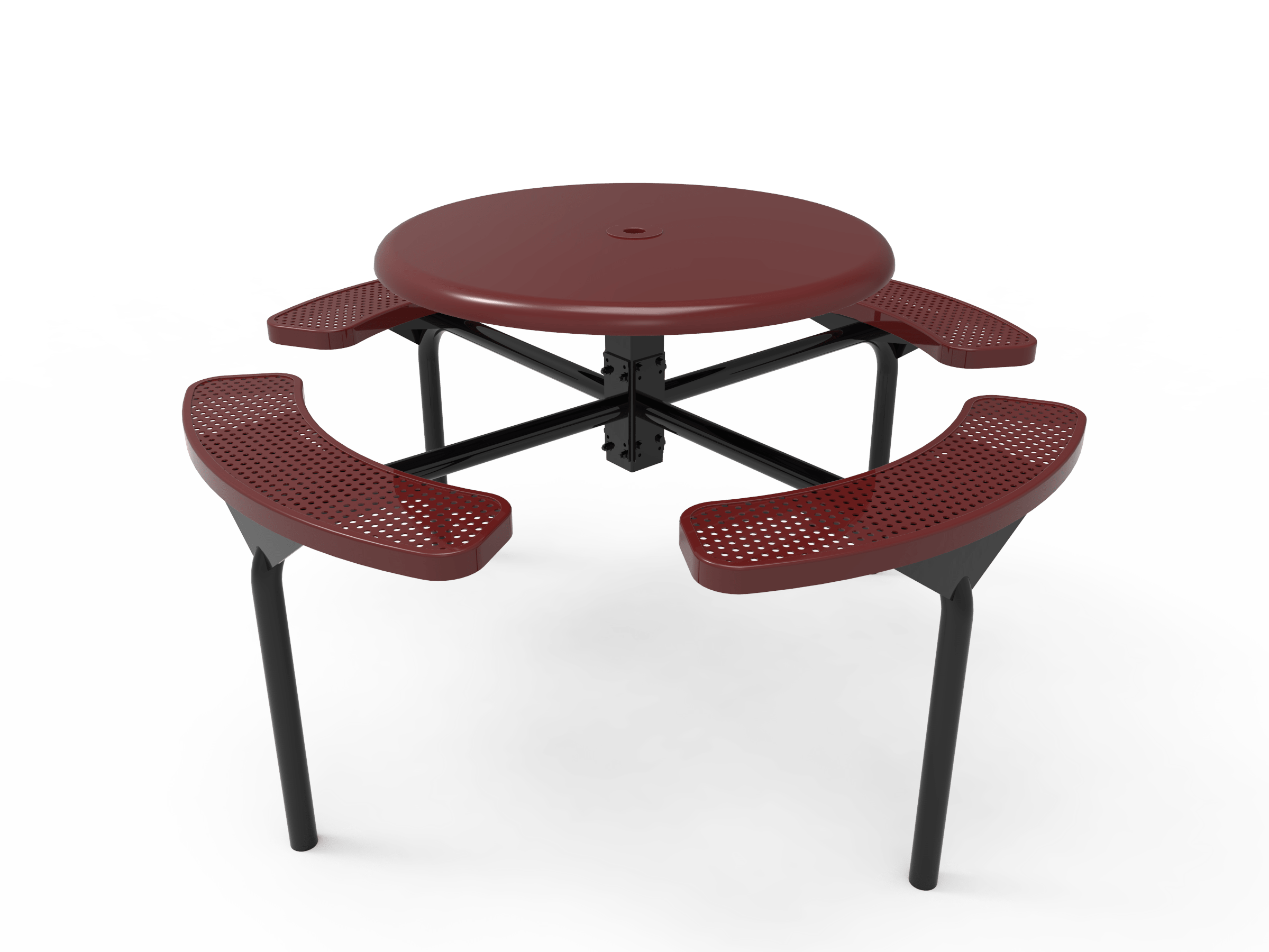 Burgundy MyTCoat Solid Top Nexus Picnic Table Inground Mount Studio Image