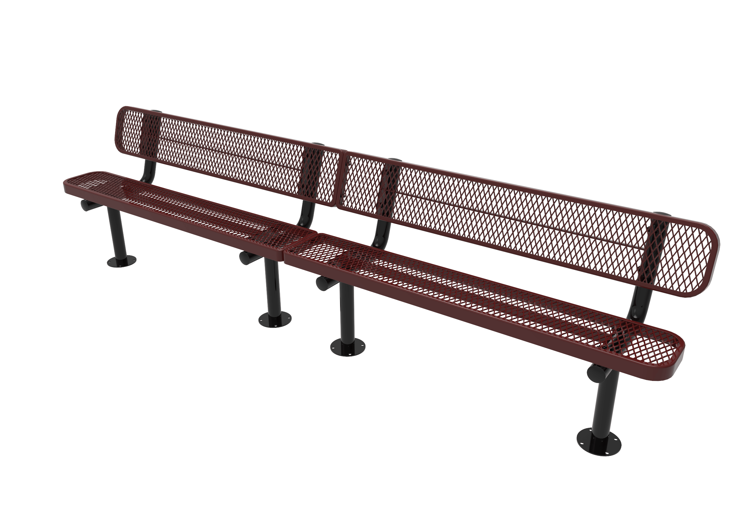 Burgundy MyTCoat Sports Bench with Backrest Studio Image 15' Option and surface mount