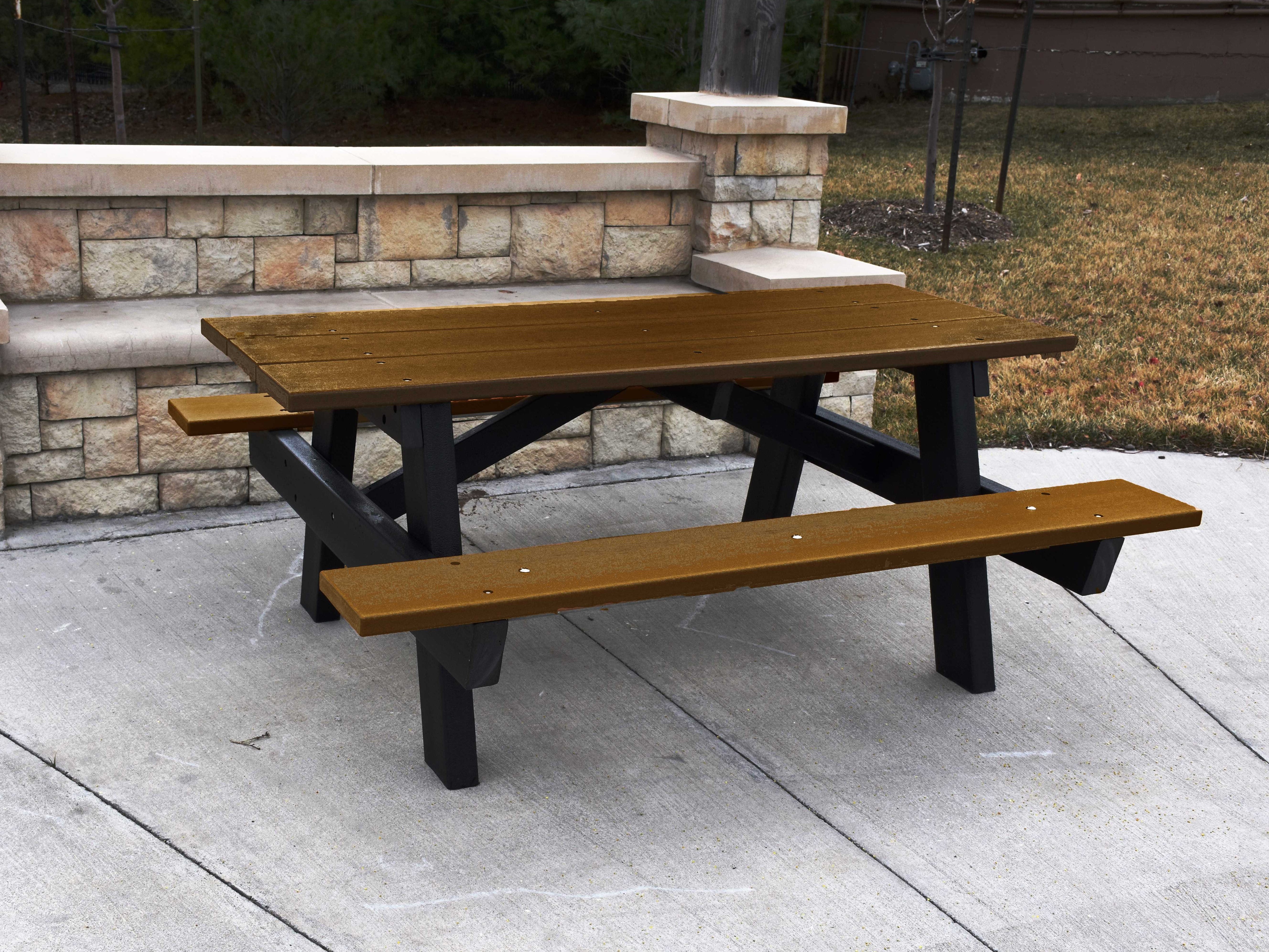 Frog Furnishings Brown A-Frame Picnic Table in National Park