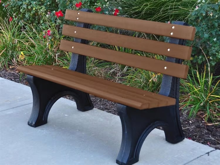 Frog Furnishings Brown Comfort Park Bench 4' Option With Colored Garden Background