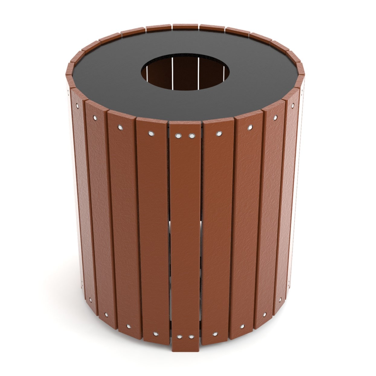 Frog Furnishings Brown Heavy Duty 32 Gallon Round Wood Trash Can Studio Image