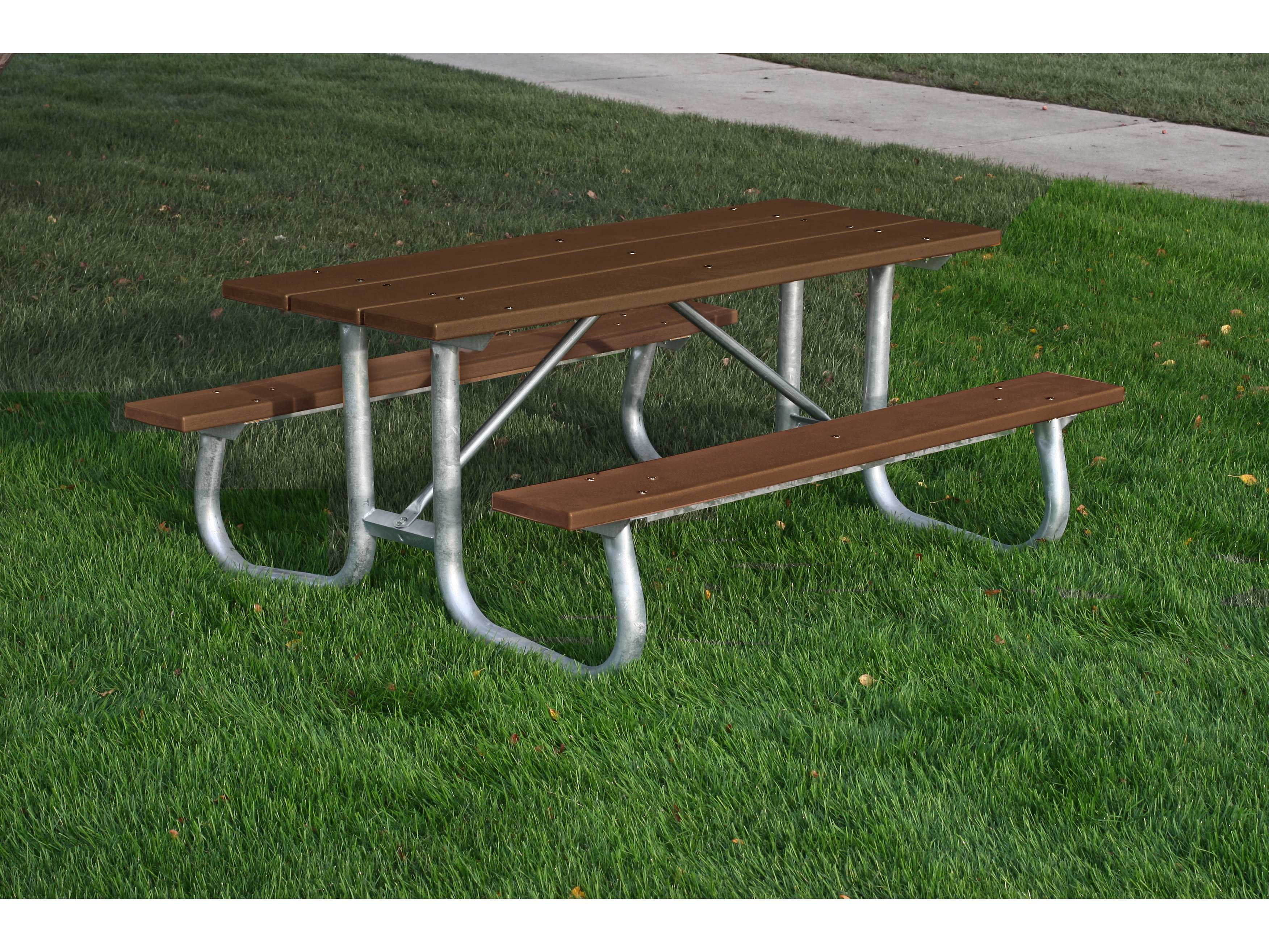Frog Furnishings Brown Metal Frame Picnic Table 6' Option Environmental Photo