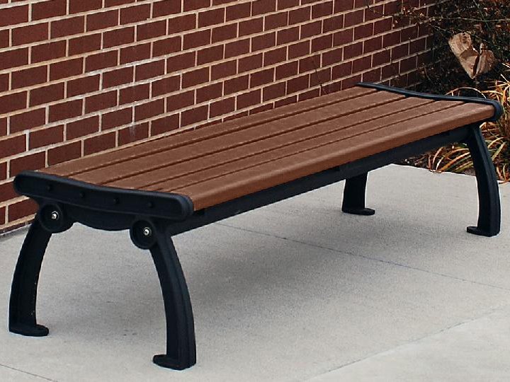 Frog Furnishings Brown Recycled Plastic Heritage Backless Garden Bench 4' Option Environmental Photo