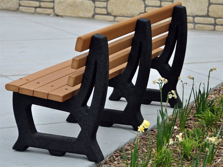 Frog Furnishings Cedar 6' Recycled Plastic Brooklyn Garden Bench Environmental Park Photo Back View