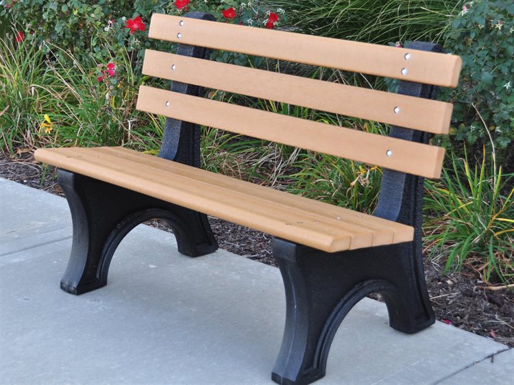 Frog Furnishings Cedar Comfort Park Bench 4' Option With Colored Garden Background