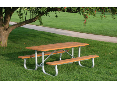Frog Furnishings Cedar Metal Frame Picnic Table 6' Option Environmental Photo