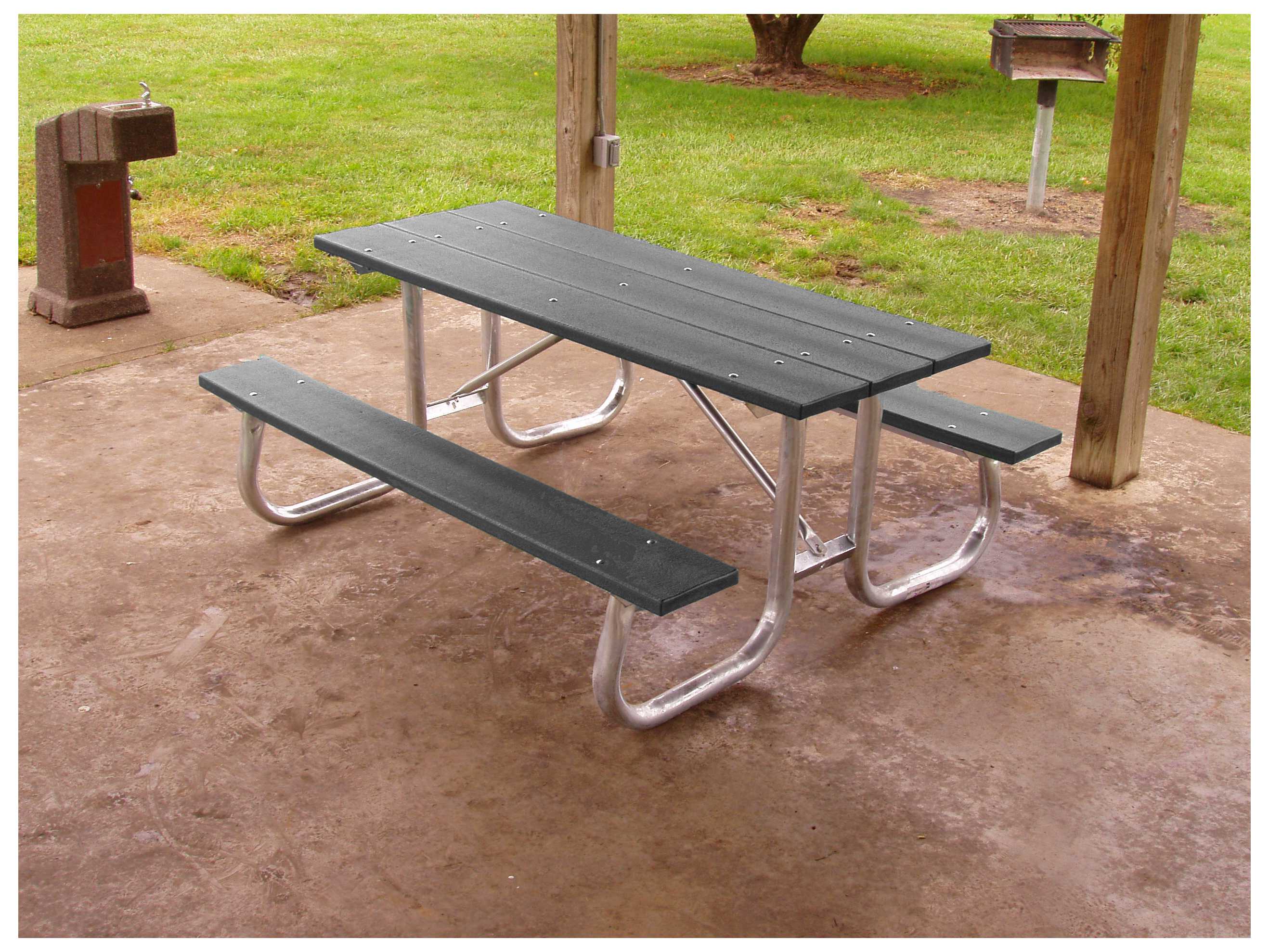 Frog Furnishings Custom Black  Metal Frame Picnic Table 8' Option Environmental Photo