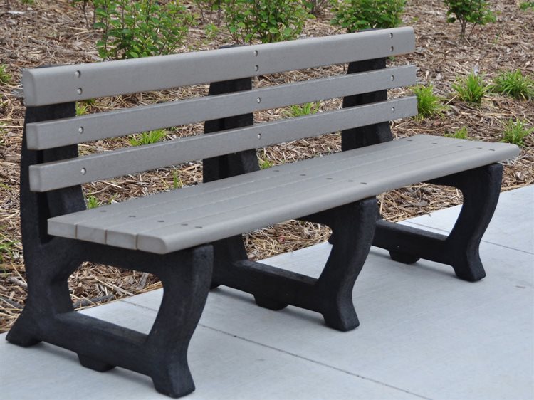 Frog Furnishings Gray 6' Recycled Plastic Brooklyn Garden Bench Environmental Park Photo