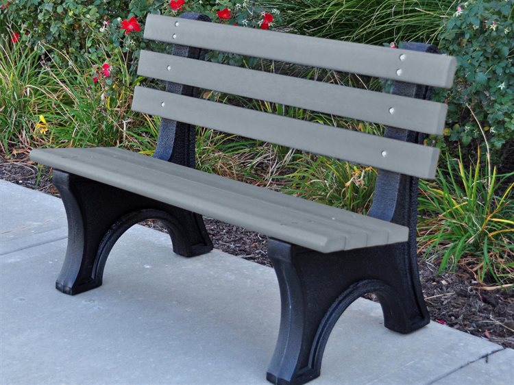 Frog Furnishings Gray Comfort Park Bench 4' Option With Colored Garden Background