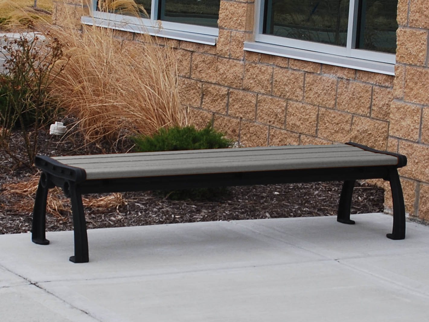 Frog Furnishings Gray Recycled Plastic Heritage Backless Garden Bench 8' Option Environmental Photo