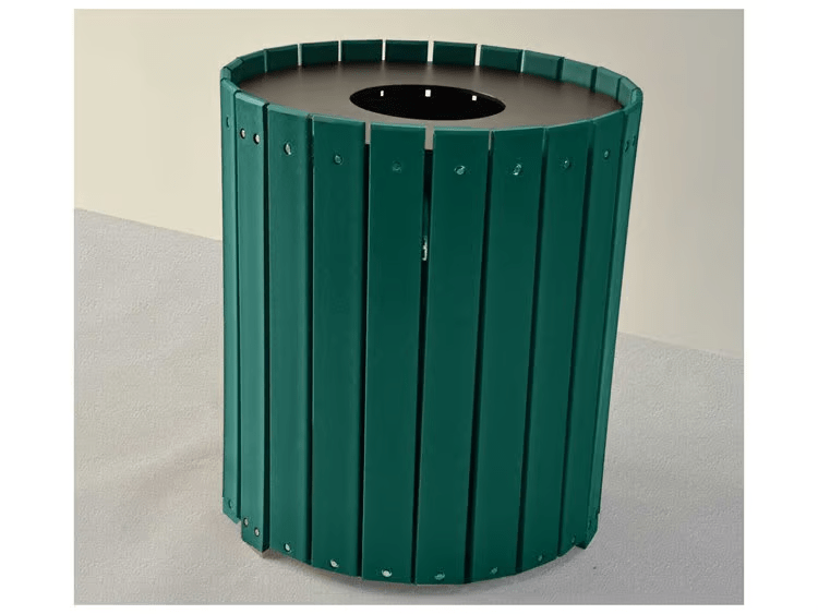 Studio Image of Frog Furnishings Green 32 Gallon Wood Round Trash Can