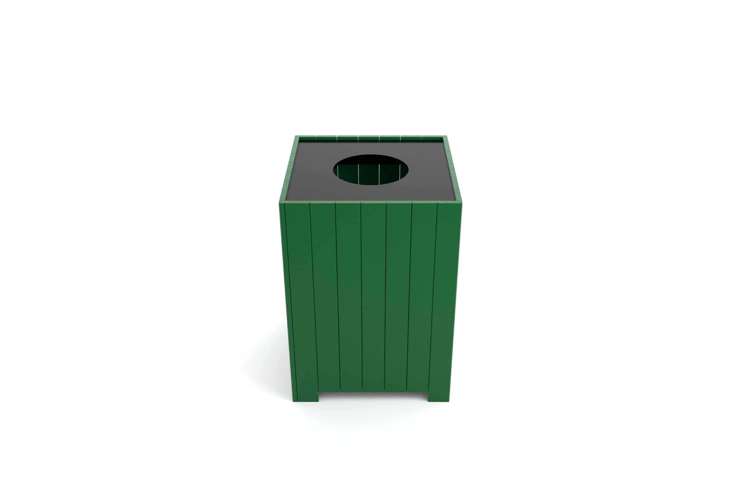 Frog Furnishings Green 32 Gallon Wood Square Trash Can Studio Image