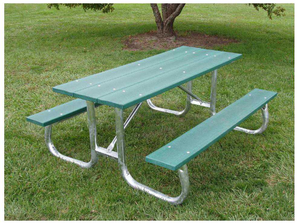 Frog Furnishings Green Metal Frame Picnic Table 8' Option Environmental Photo