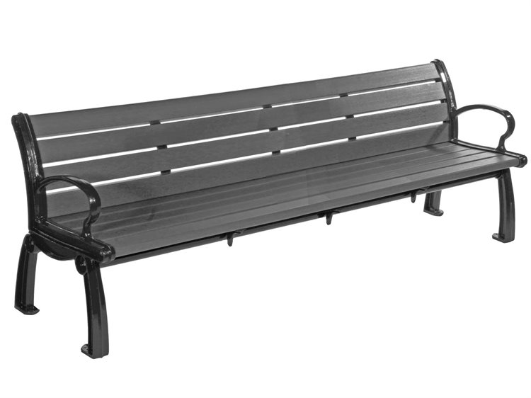 Frog Furnishings Gray with Black Frame 8' Option Recycled Plastic Heritage Garden Bench Studio Image