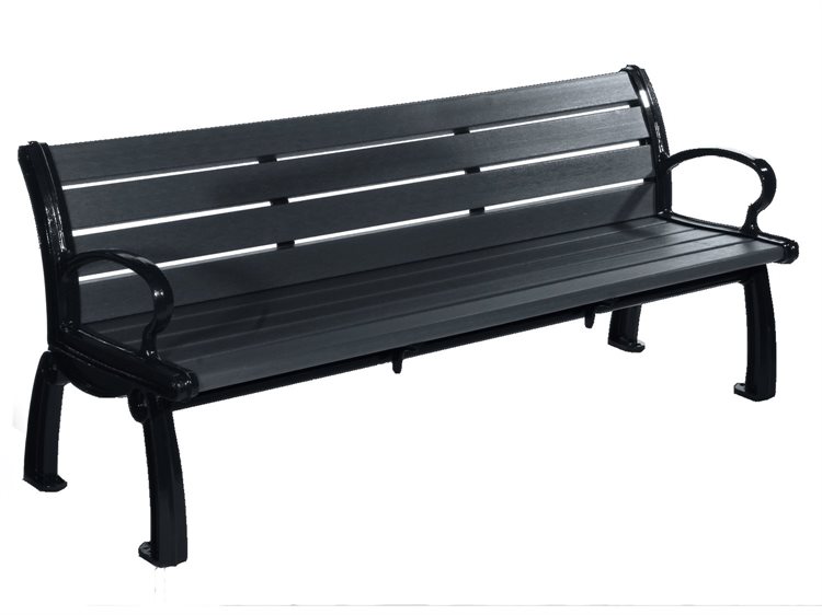 Frog Furnishings Custom Black Recycled Plastic Heritage Garden Bench Studio Image