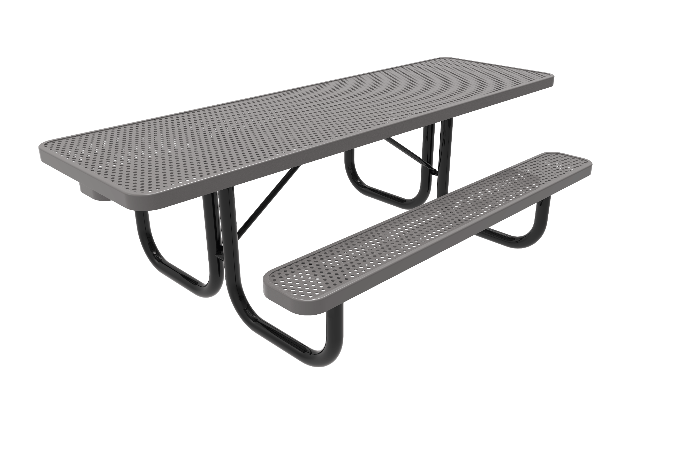 Gray MyTCoat ADA Accessible (2 Sides) Rectangular Portable Picnic Table Punched Steel Studio Image