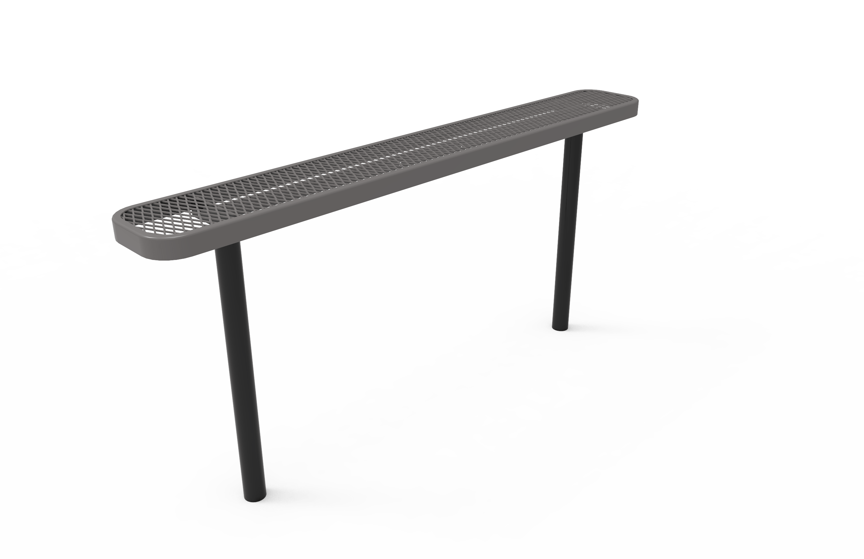 Gray MyTCoat Metal Outdoor Bench Without Backrest Studio Image Inground Mount