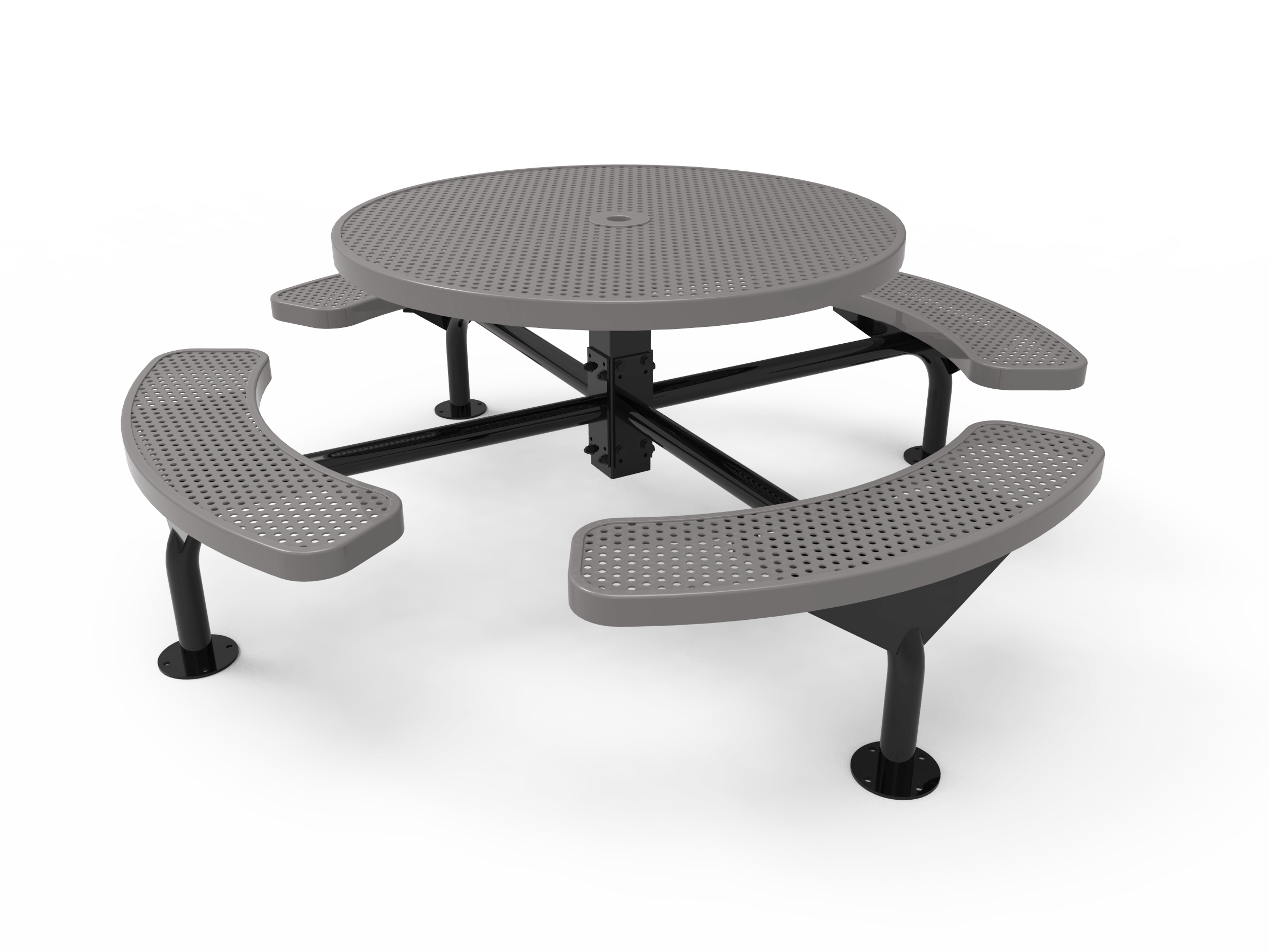 Gray MyTCoat Nexus Round Picnic Table 4 Seat Surface Mount Studio Image