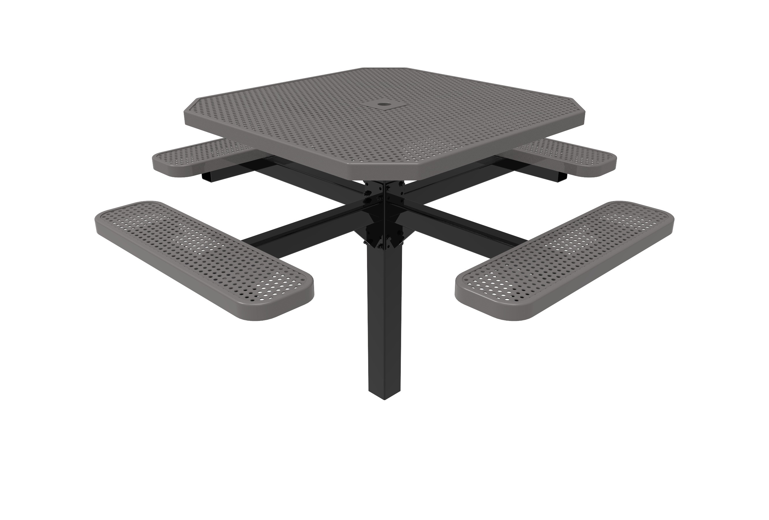 Gray MyTCoat Octagon Pedestal Table 4 Seat Inground Mount Studio Image