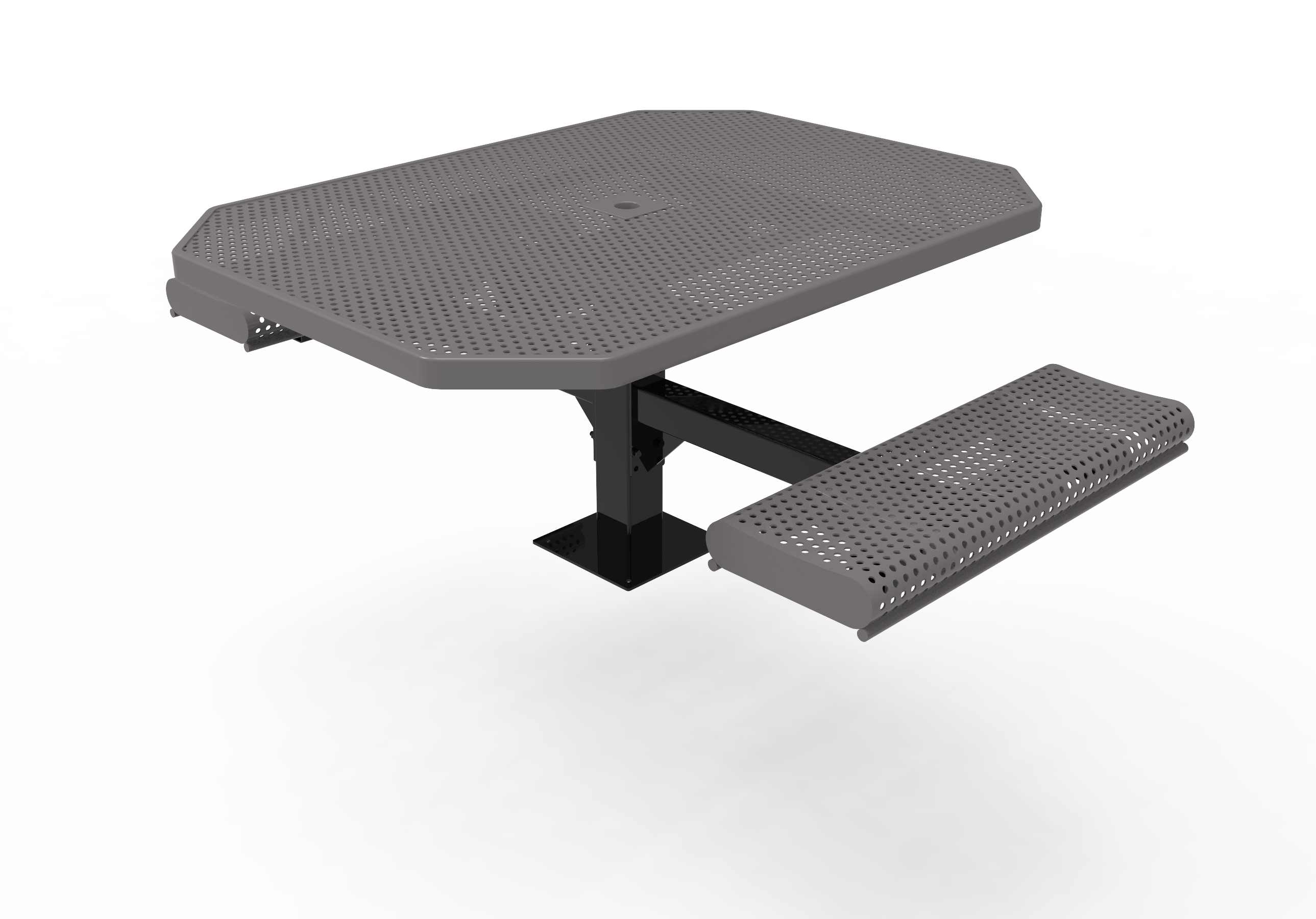 Gray MyTCoat Rolled Octagon Pedestal Picnic Table 2 Seat Accessible Studio Image