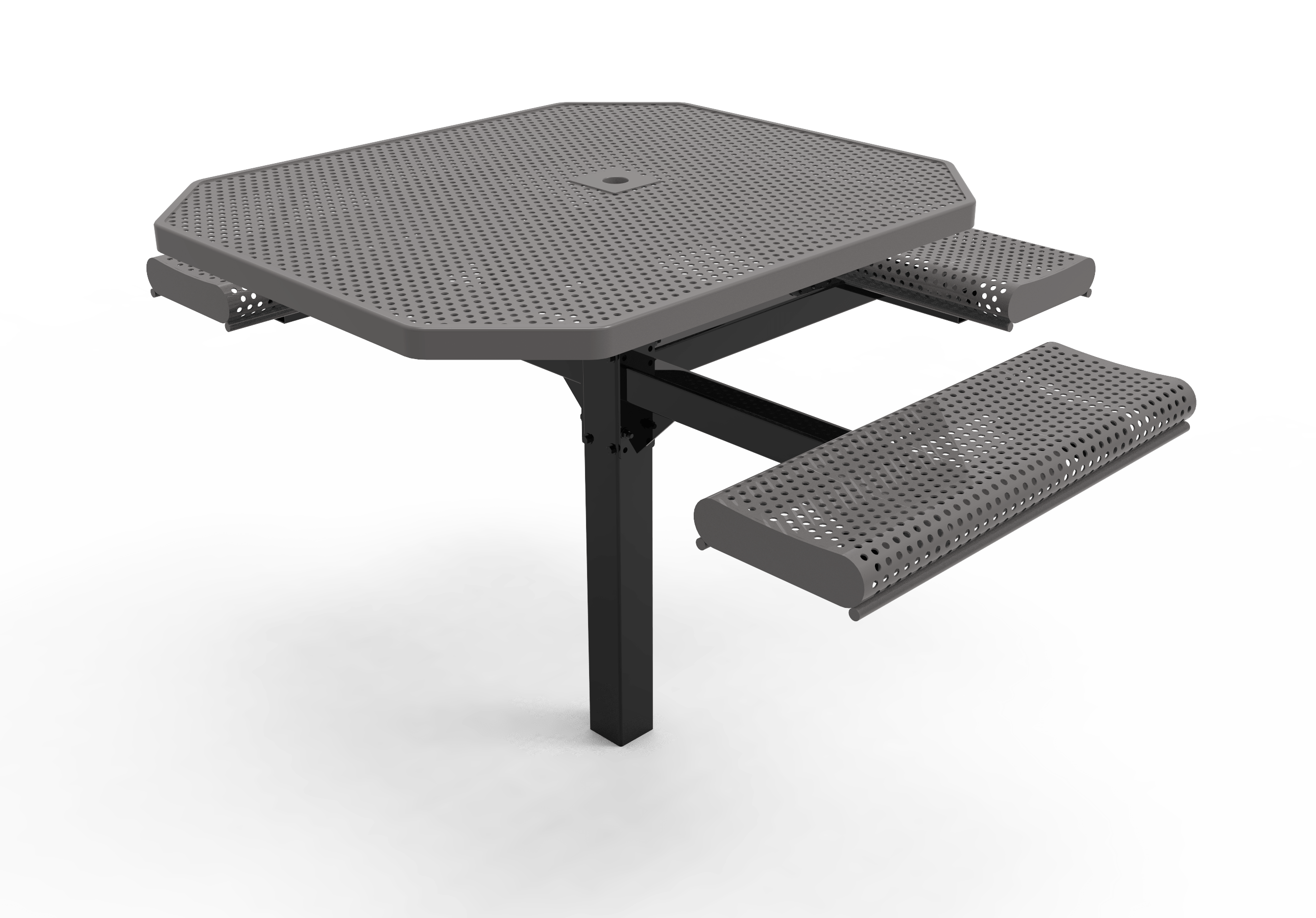 Gray MyTCoat Rolled Octagon Pedestal Picnic Table 3 Seat Accessible Studio Image