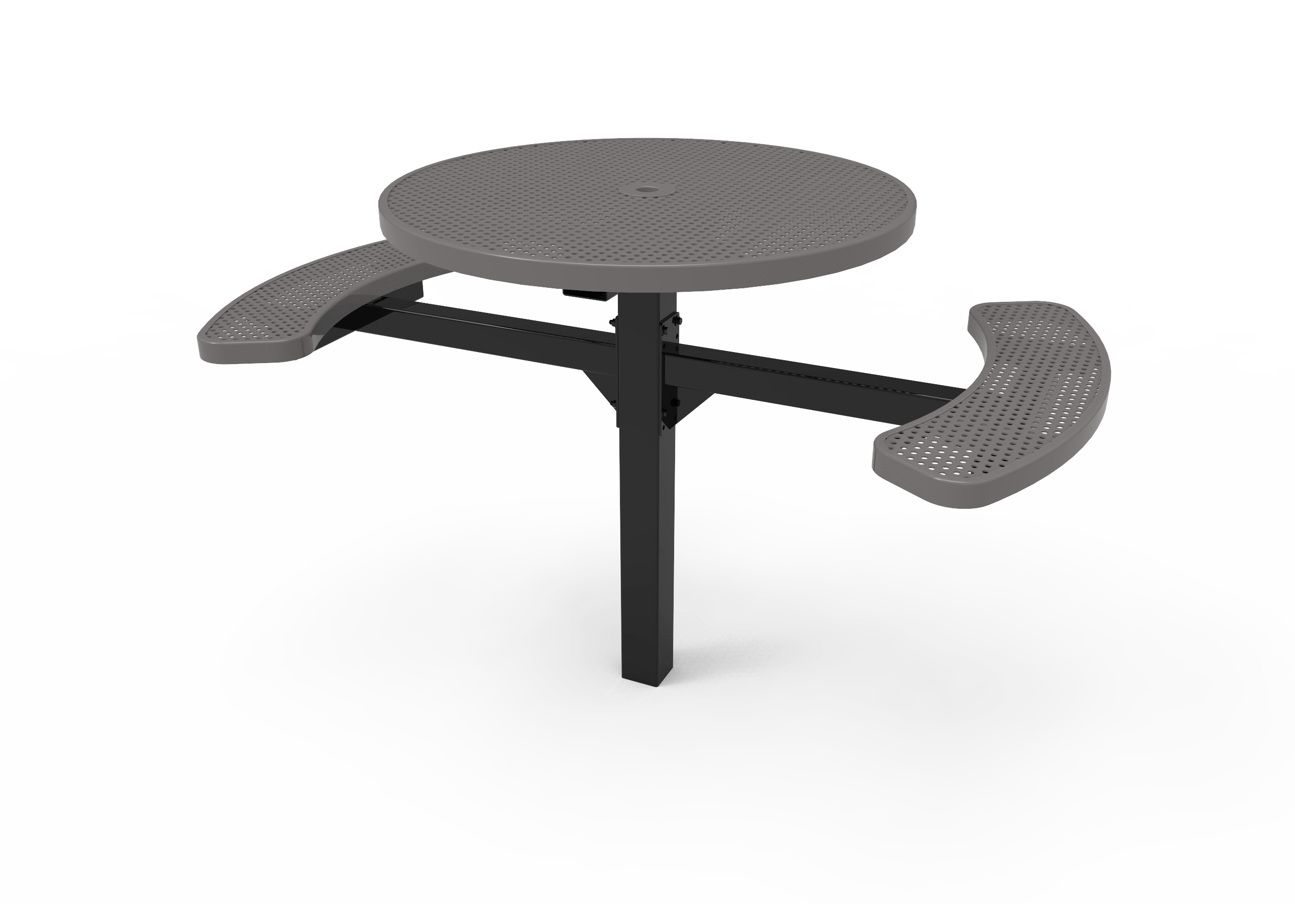 Gray MyTCoat Round Pedestal Picnic Table 2 Seat Accessible Inground Mount Studio Image
