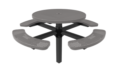Gray MyTCoat Round Pedestal Picnic Table 4 Seat Inground Mount Studio Image