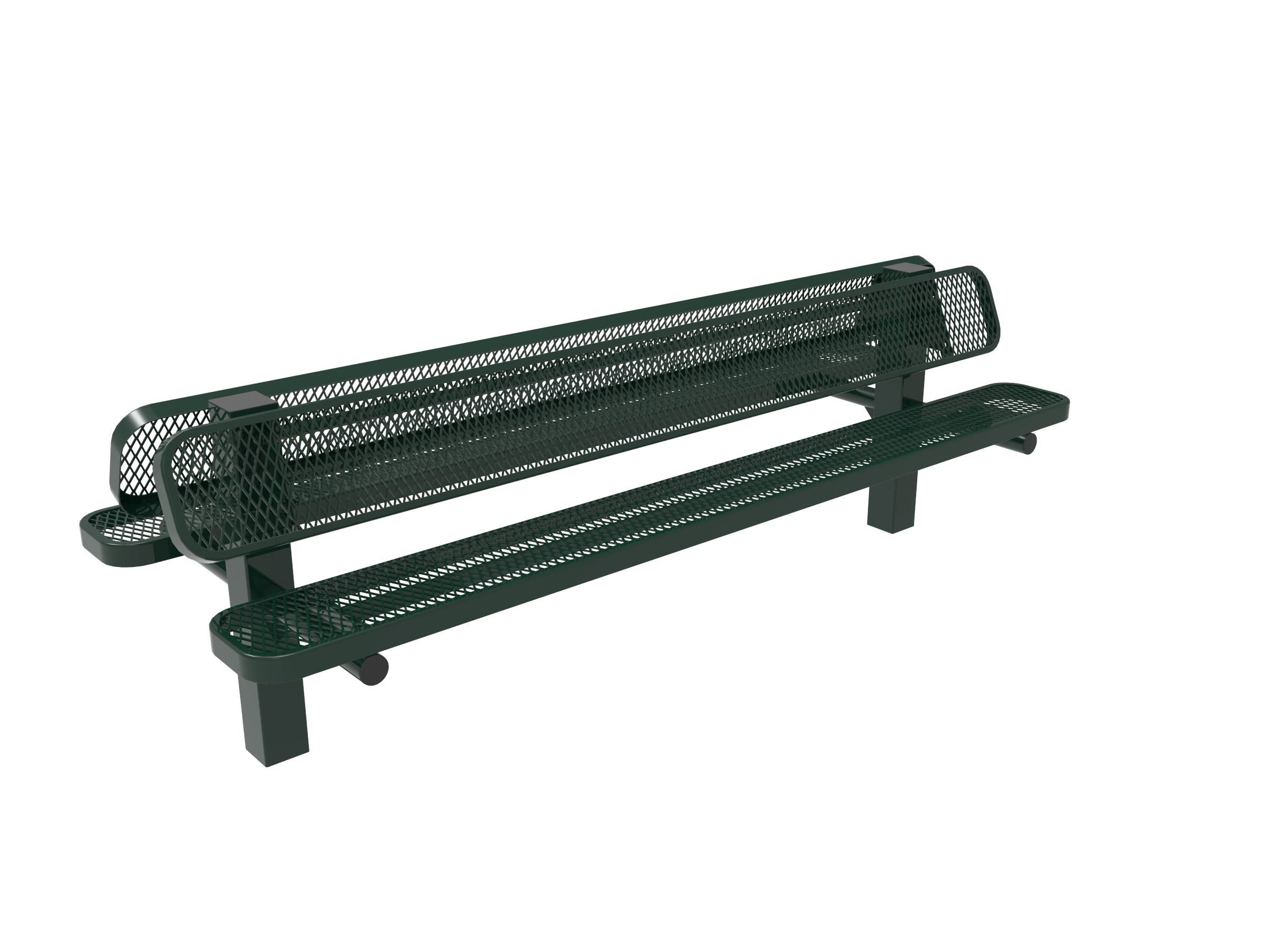 Green 8 Foot MyTCoat Double Pedestal Bench Inground Mount Studio Image