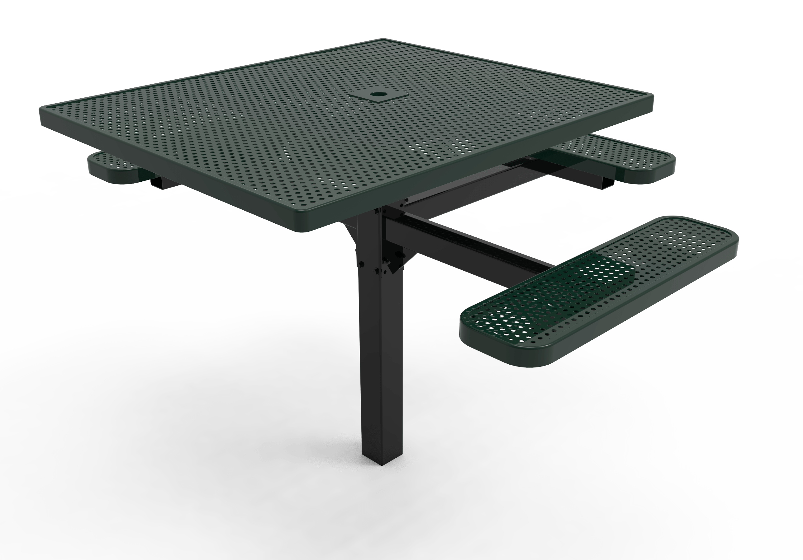 Green MyTCoat 3 Seat Accessible Square Pedestal Picnic Table Inground Mount Studio Image