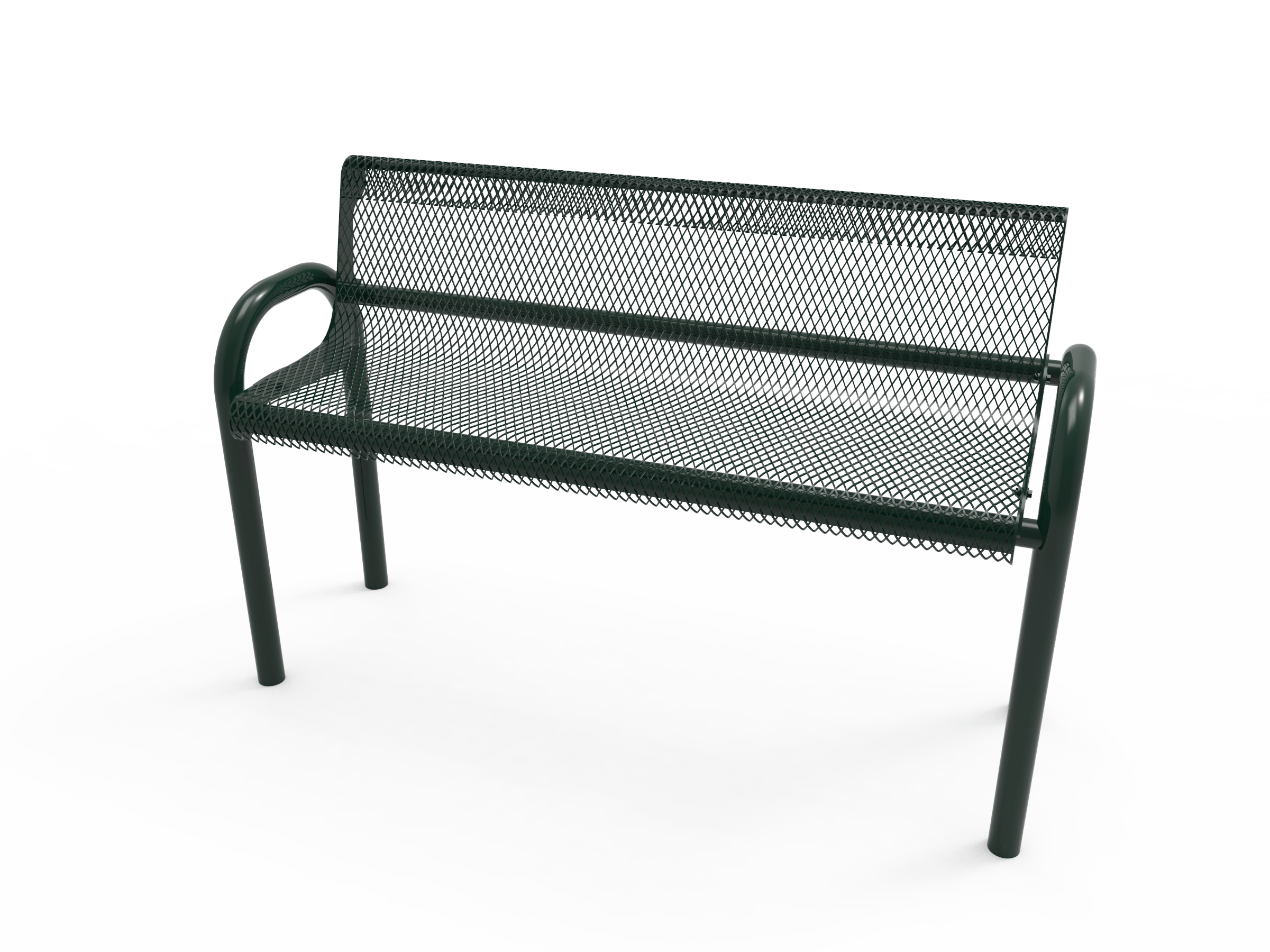 Green MyTCoat MOD Bench with Backrest Expanded Metal Inground Mount Studio Image