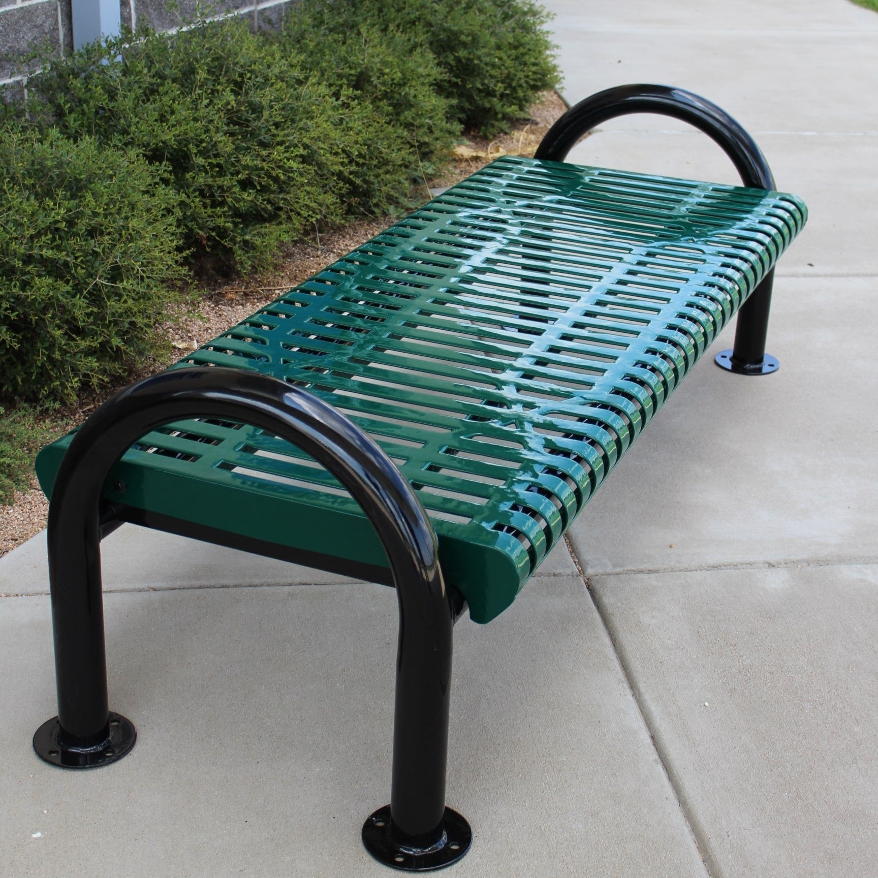Green MyTCoat MOD Bench without Back Lifestyle Image with School Background