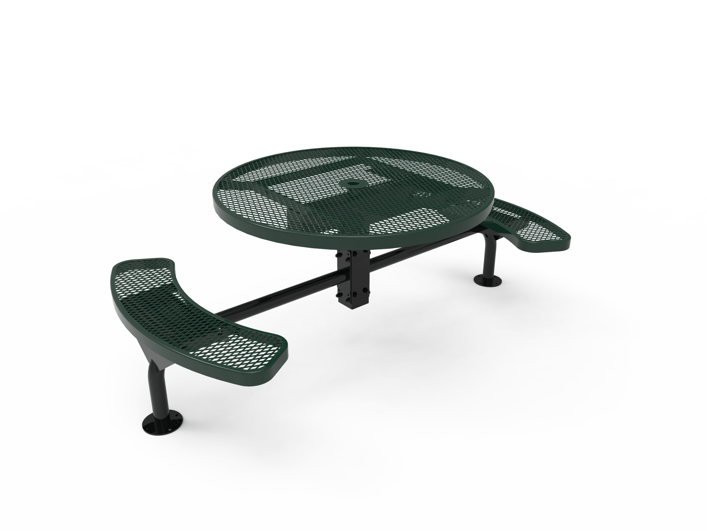 Green MyTCoat Nexus Round Picnic Table 2 Seat Accessible Surface Mount Studio Image