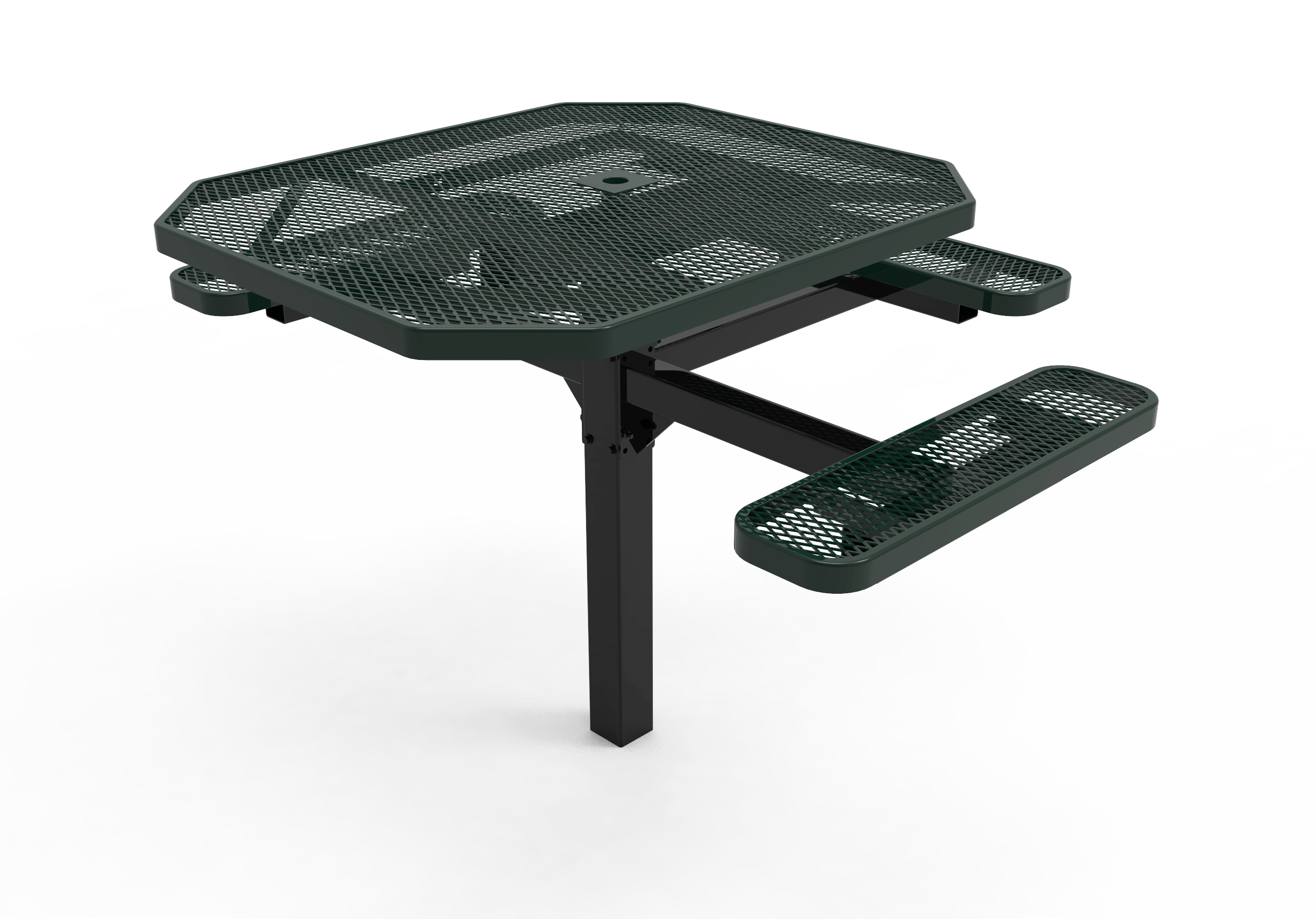 Green MyTCoat Octagon Pedestal Table 3 Seat Inground Mount Studio Image