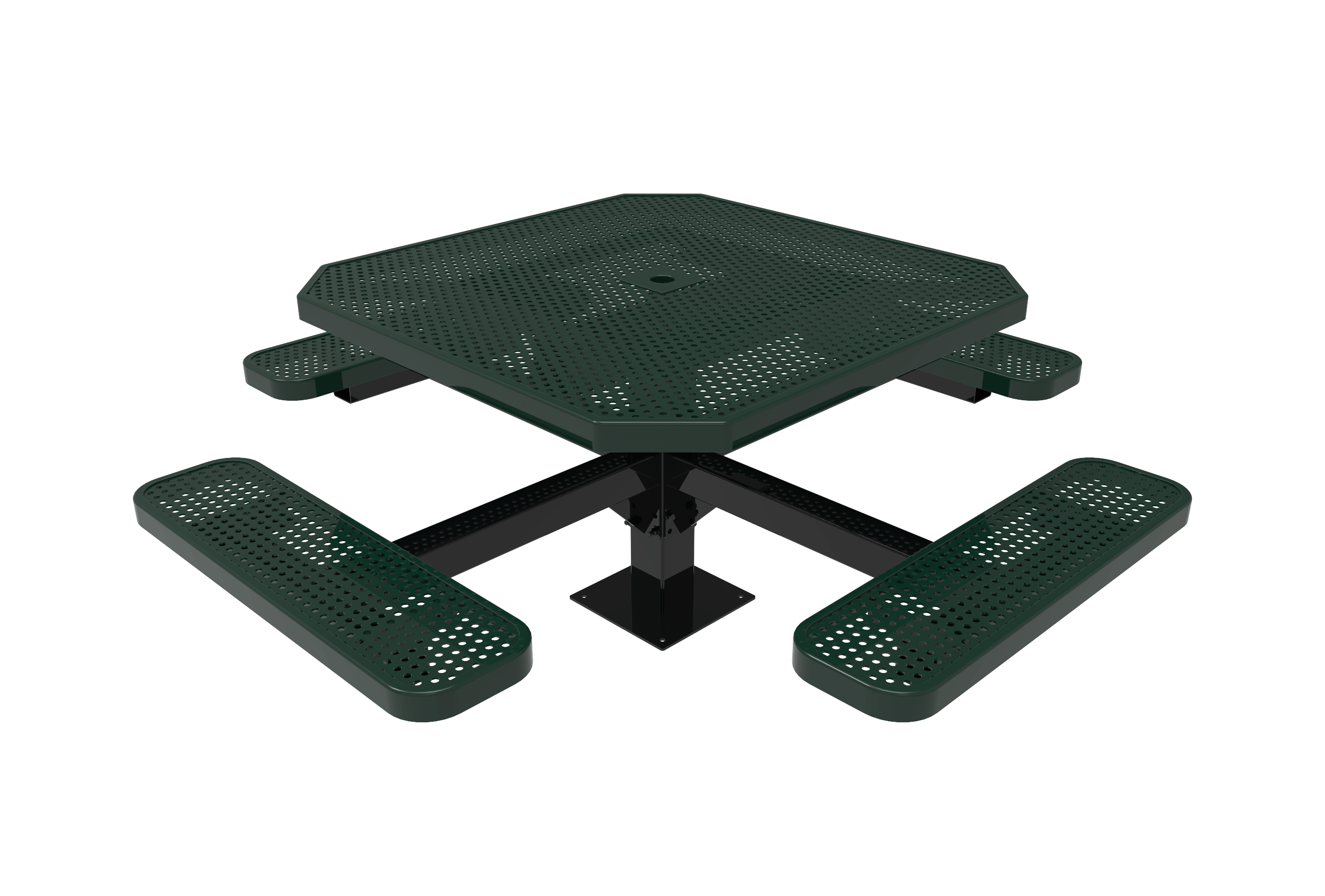 Green MyTCoat Octagon Pedestal Table Surface Mount 4 Seat Studio Image