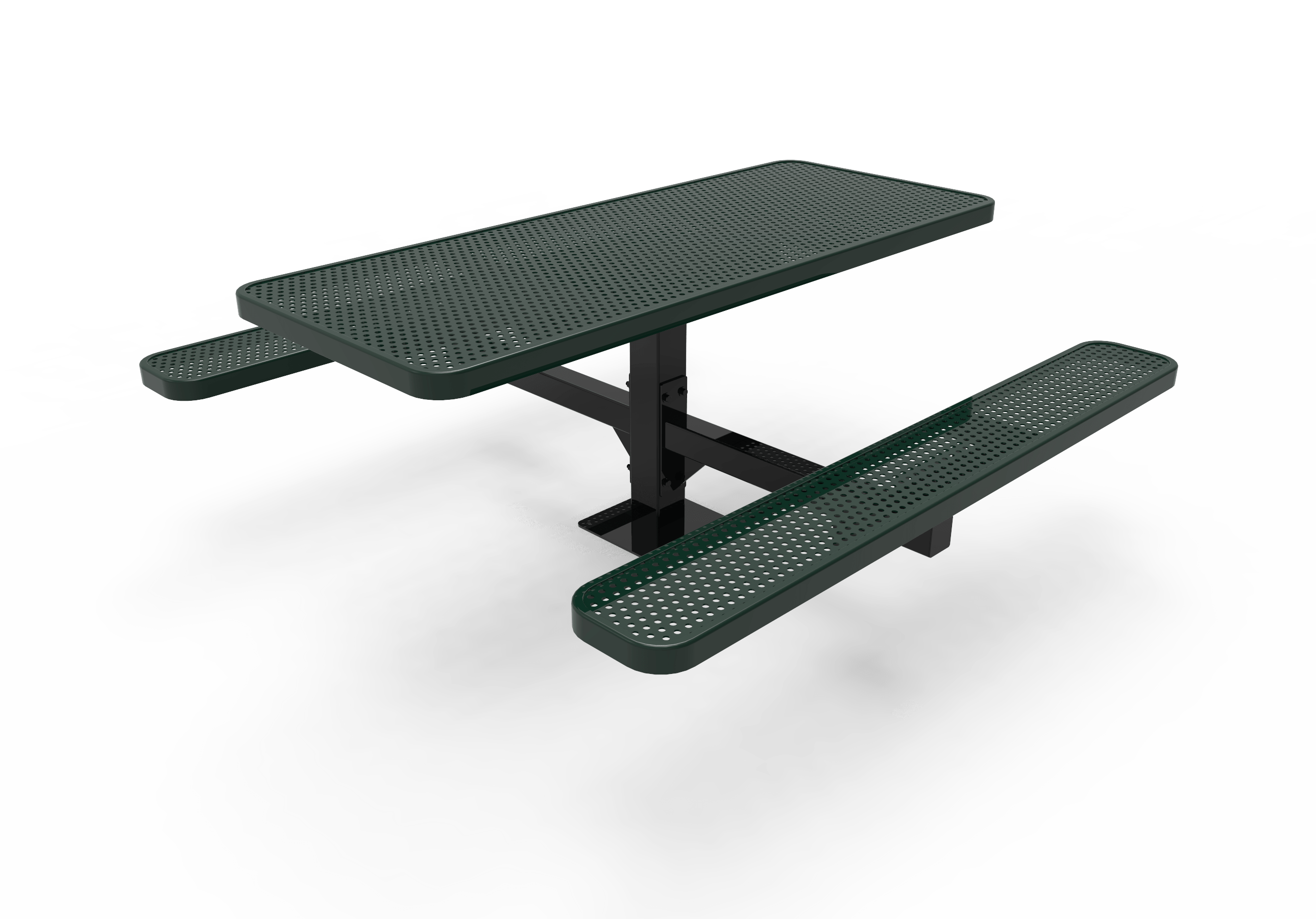Green MyTCoat Rectangular Single Pedestal Picnic Table Surface Mount Studio Image