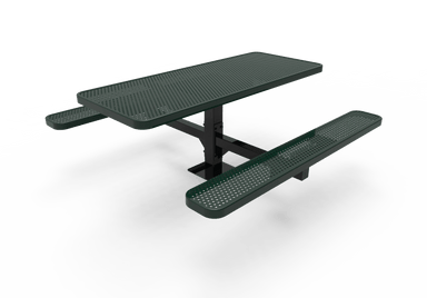 Green MyTCoat Rectangular Single Pedestal Picnic Table Surface Mount Studio Image