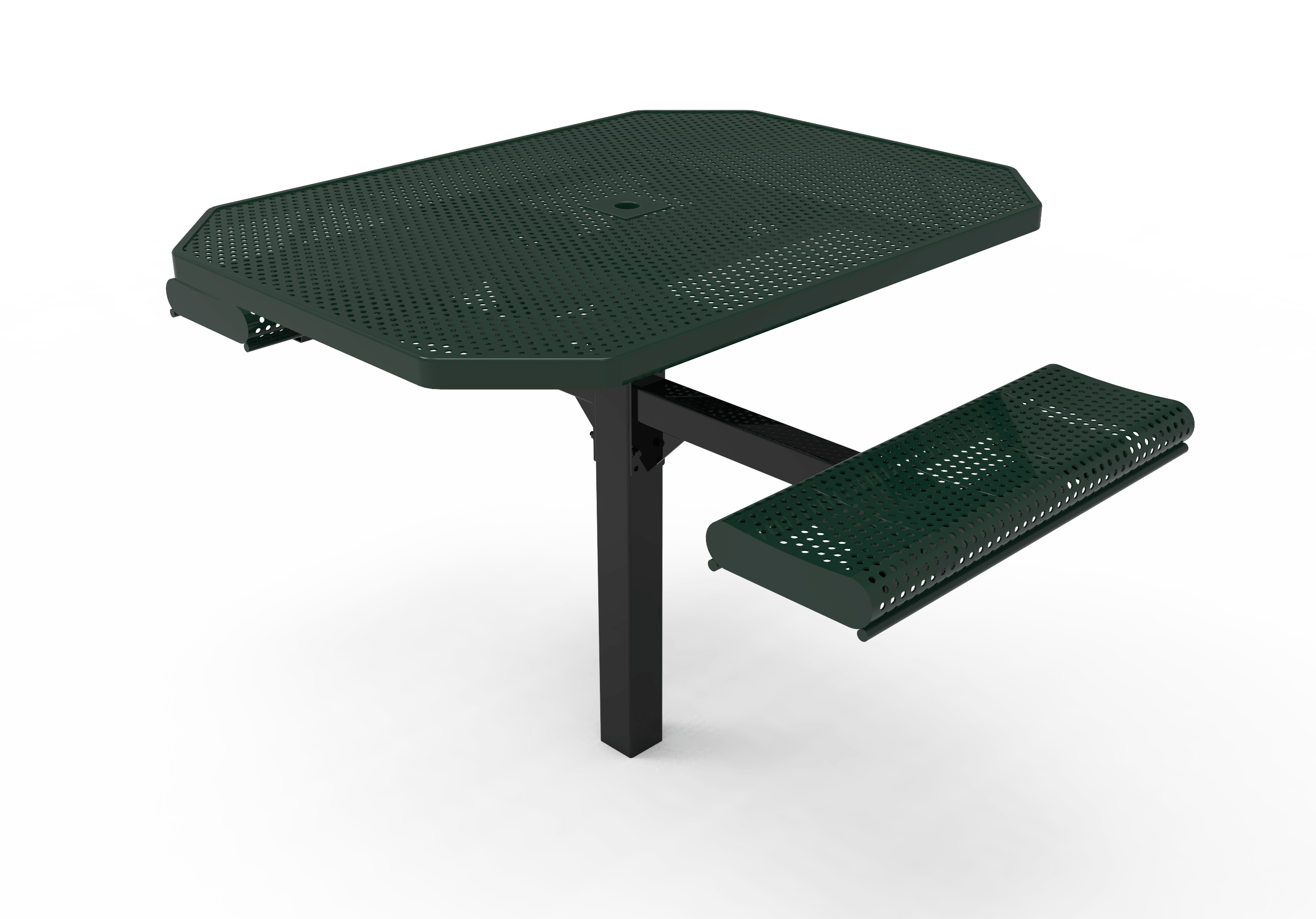 Green MyTCoat Rolled Octagon Pedestal Picnic Table 2 Seat Accessible Studio Image