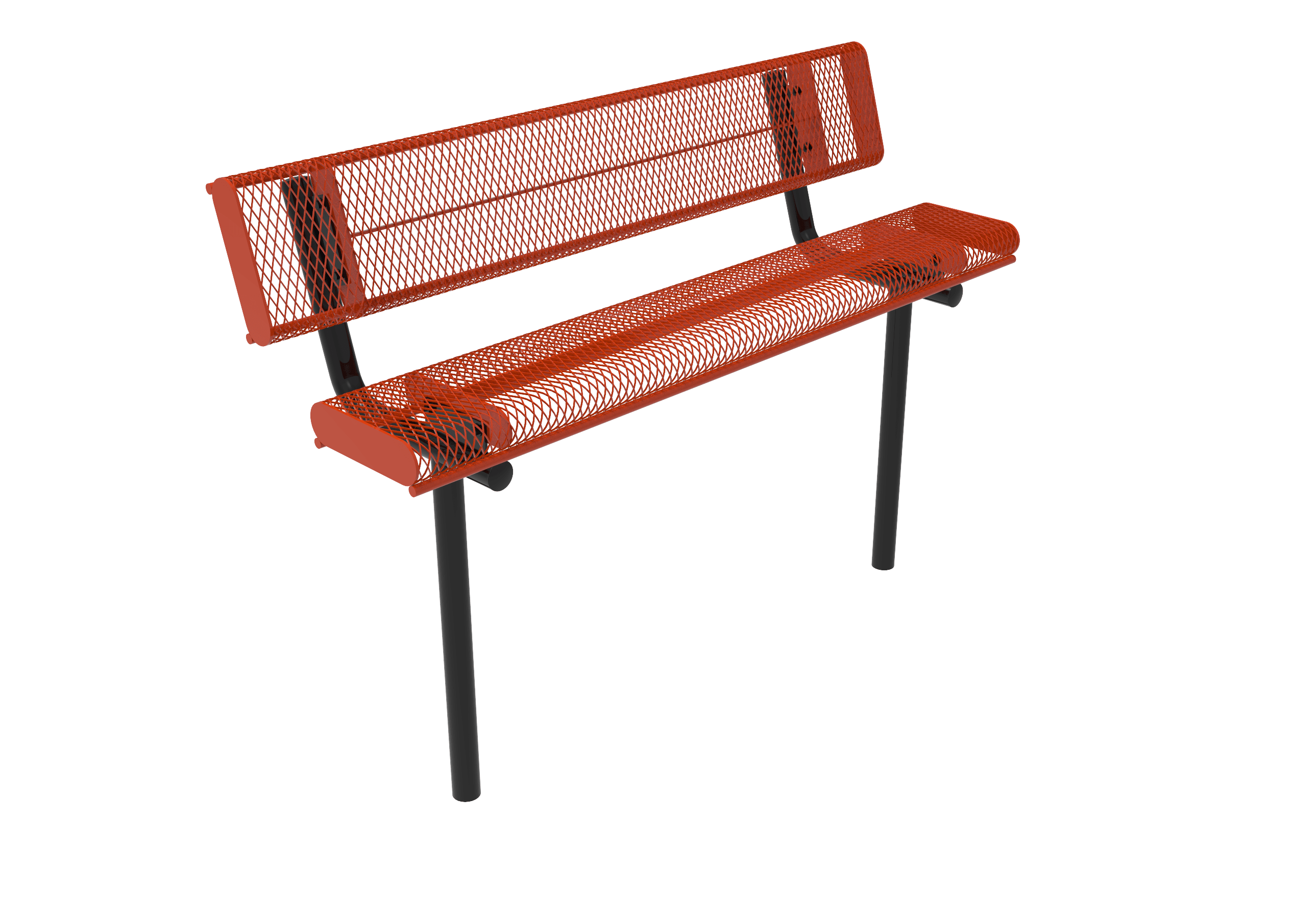 MyTCoat Expanded Metal Rolled Bench with Back Inground Mount Studio Image