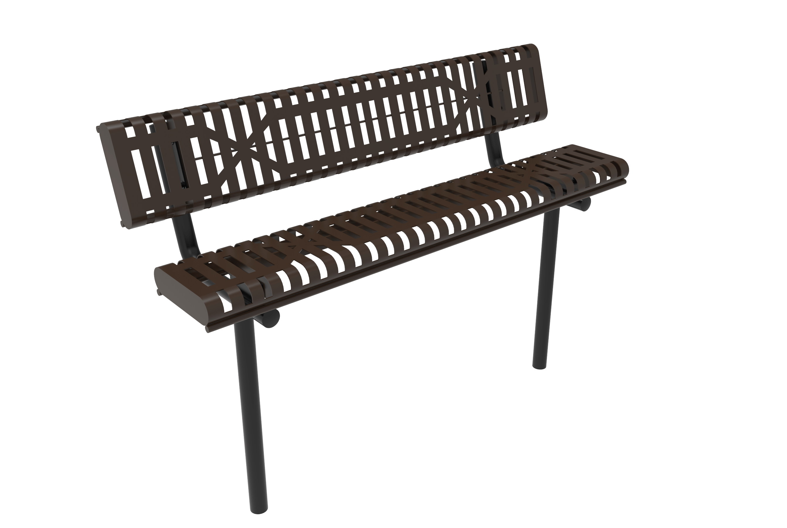 MyTCoat Slatted Steel Rolled Bench with Back Inground Mount Studio Image