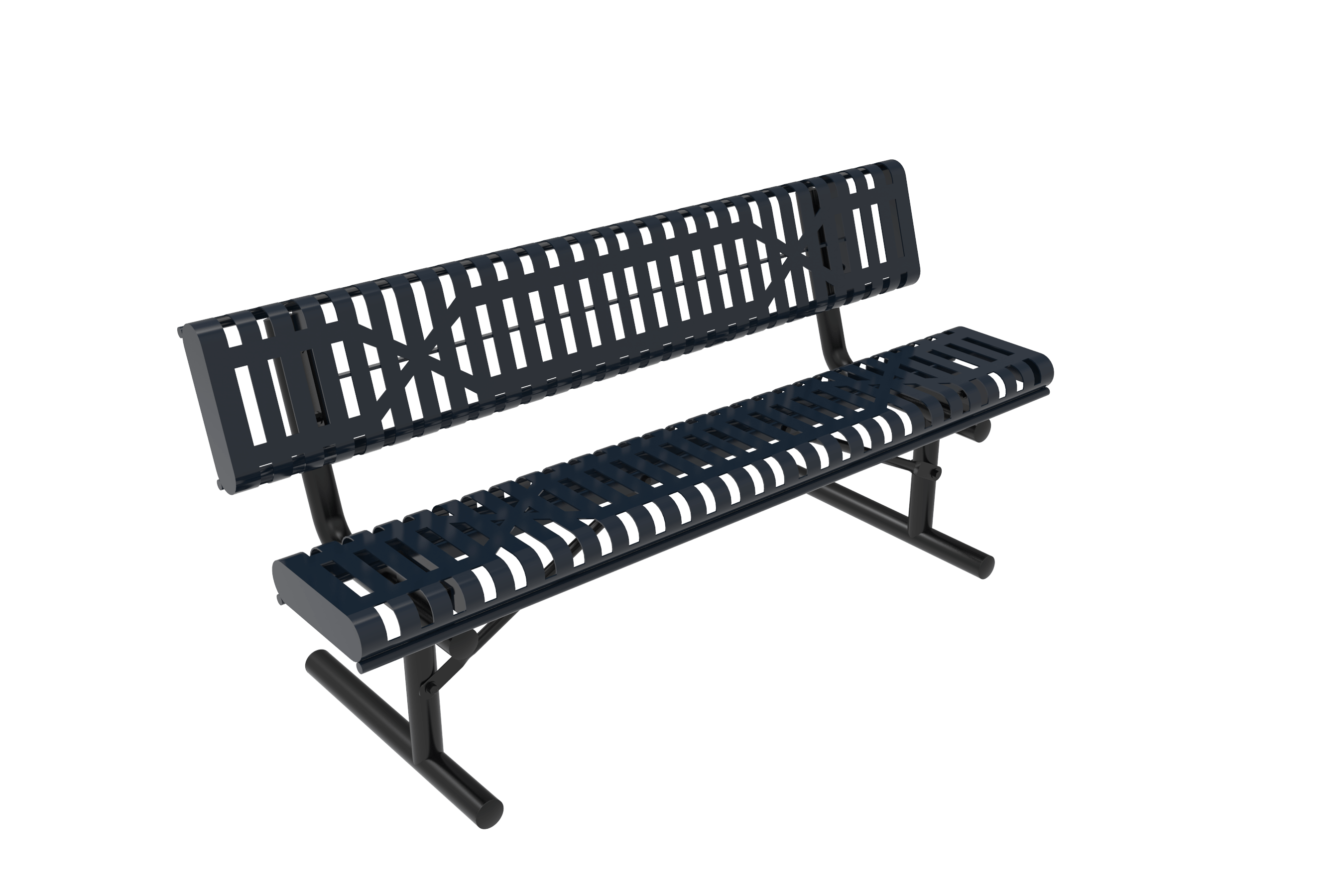 MyTCoat Slatted Steel Rolled Bench with Back Portable Mount Studio Image