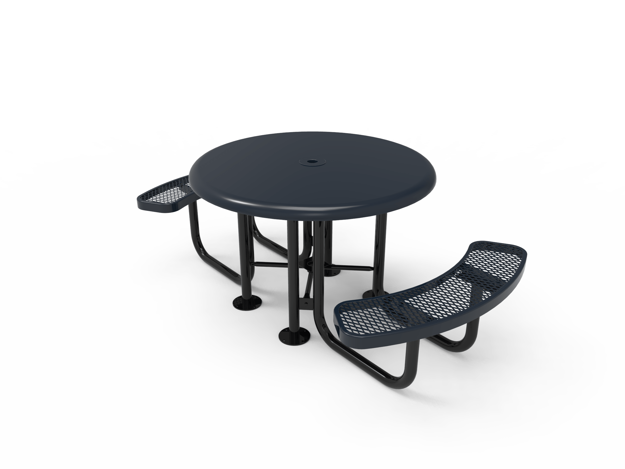 Navy MyTCoat 2 Seat Accessible Round Solid Top Portable Picnic Table Expanded Metal Studio Image