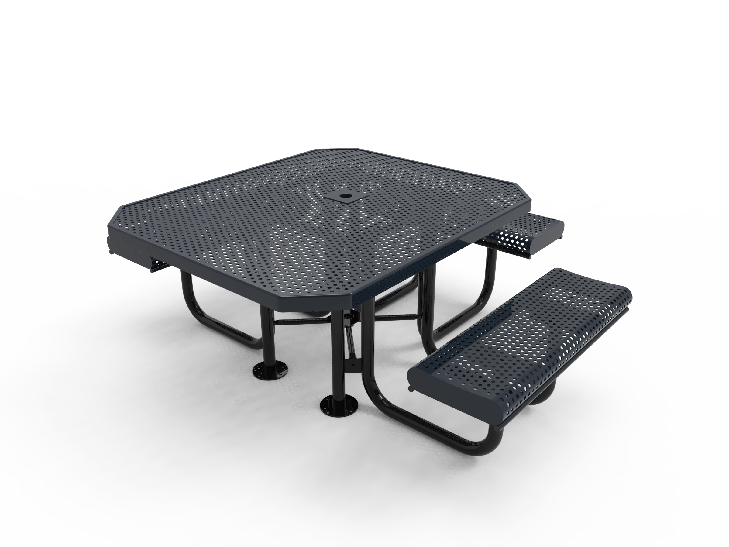 Navy MyTCoat 3 Seat Accessible Rolled Octagon Portable Picnic Table Studio Image
